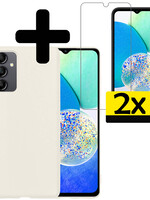 LUQ LUQ Samsung Galaxy A14 Hoesje Siliconen Met 2x Screenprotector - Wit