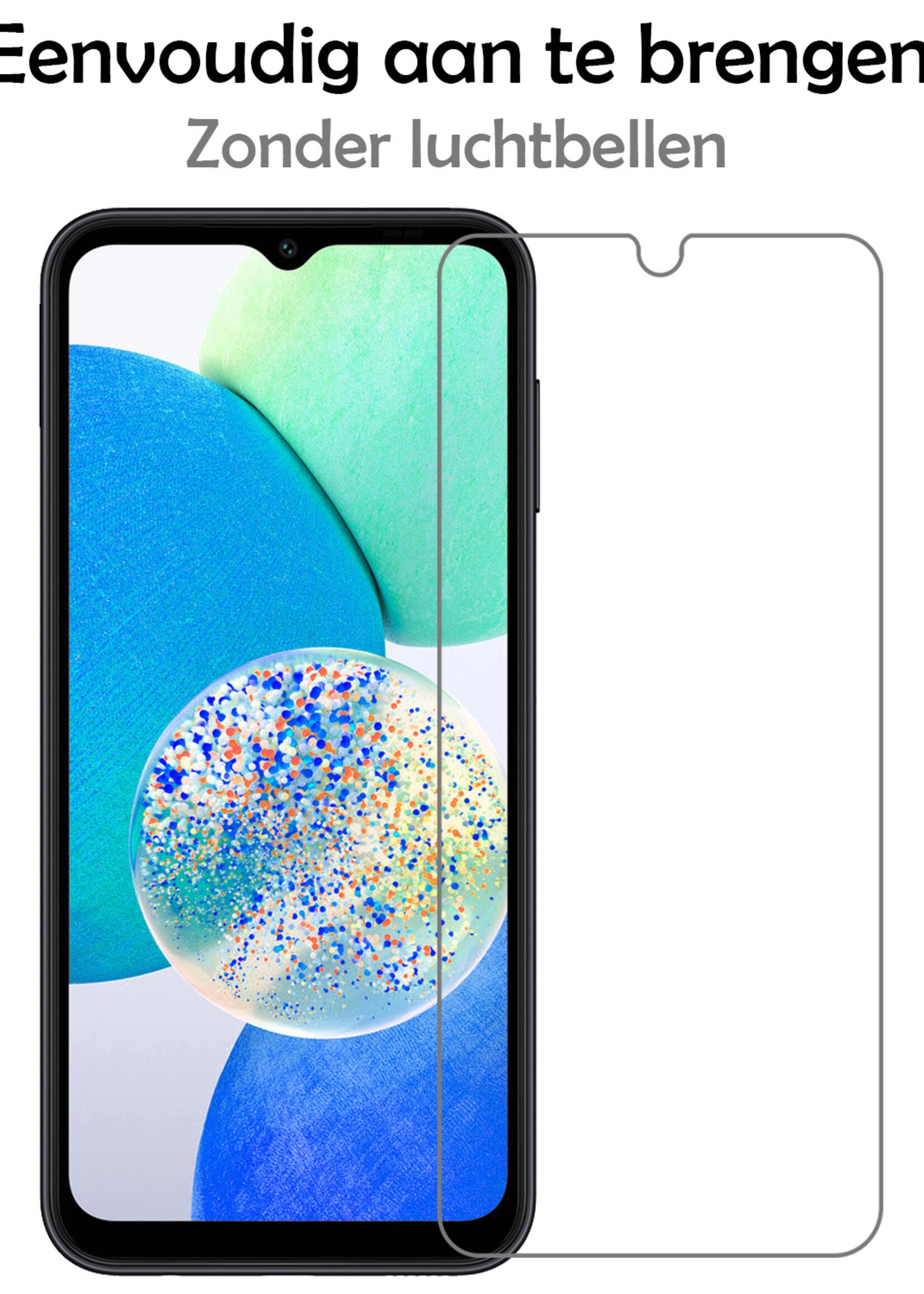 Hoesje Geschikt voor Samsung A14 Hoesje Siliconen Case Met Screenprotector - Hoes Geschikt voor Samsung Galaxy A14 Hoes Siliconen - Roze