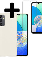 LUQ Samsung Galaxy A14 Hoesje Siliconen Met Screenprotector - Wit