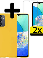 LUQ LUQ Samsung Galaxy A14 Hoesje Siliconen Met 2x Screenprotector - Geel