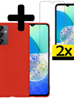 LUQ LUQ Samsung Galaxy A14 Hoesje Siliconen Met 2x Screenprotector - Rood