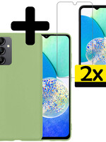 LUQ LUQ Samsung Galaxy A14 Hoesje Siliconen Met 2x Screenprotector - Groen