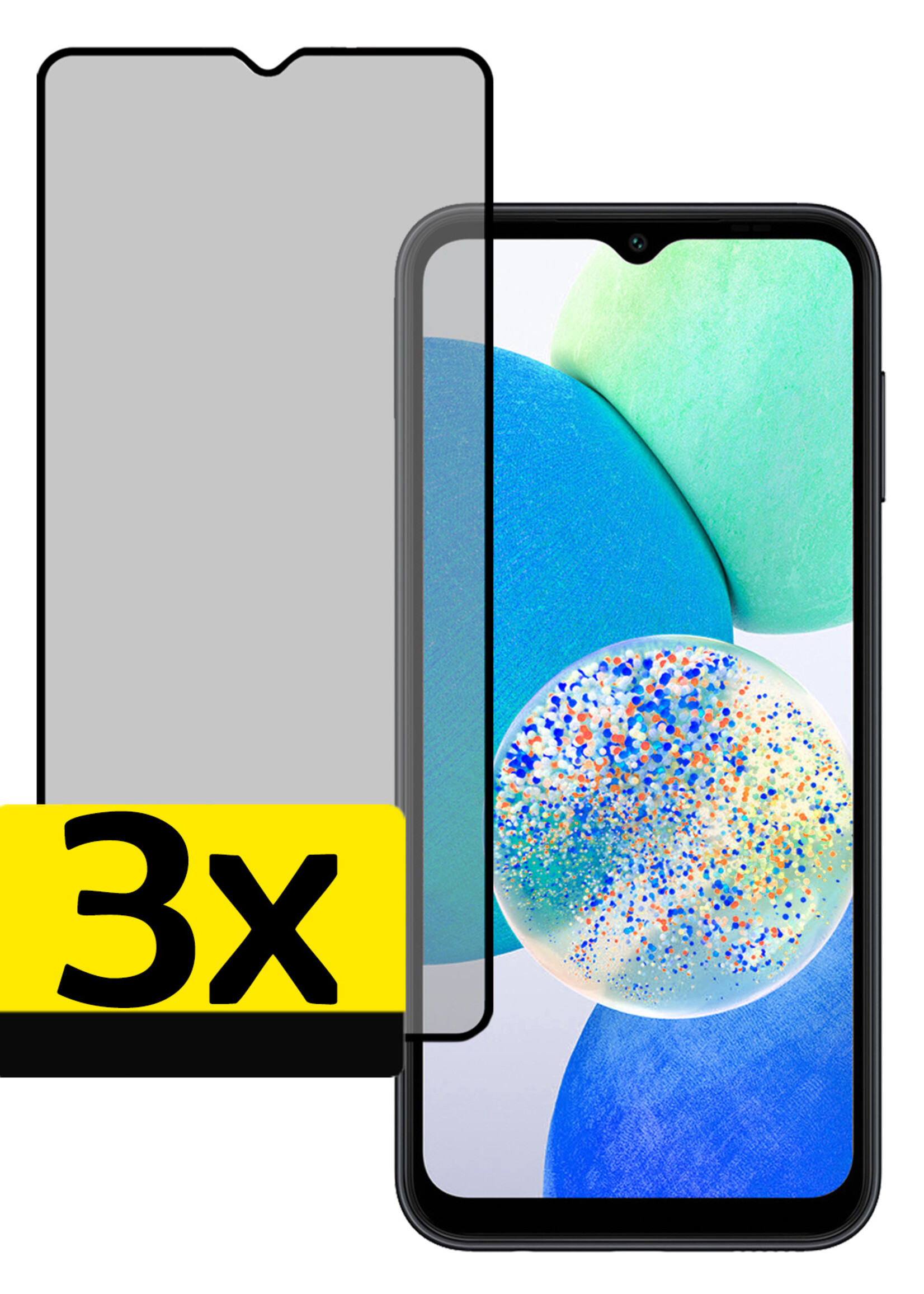 LUQ Screenprotector Geschikt voor Samsung A14 Privacy Screenprotector Bescherm Glas - Privacy Screenprotector Geschikt voor Samsung Galaxy A14 Screenprotector Glas - 3 Stuks
