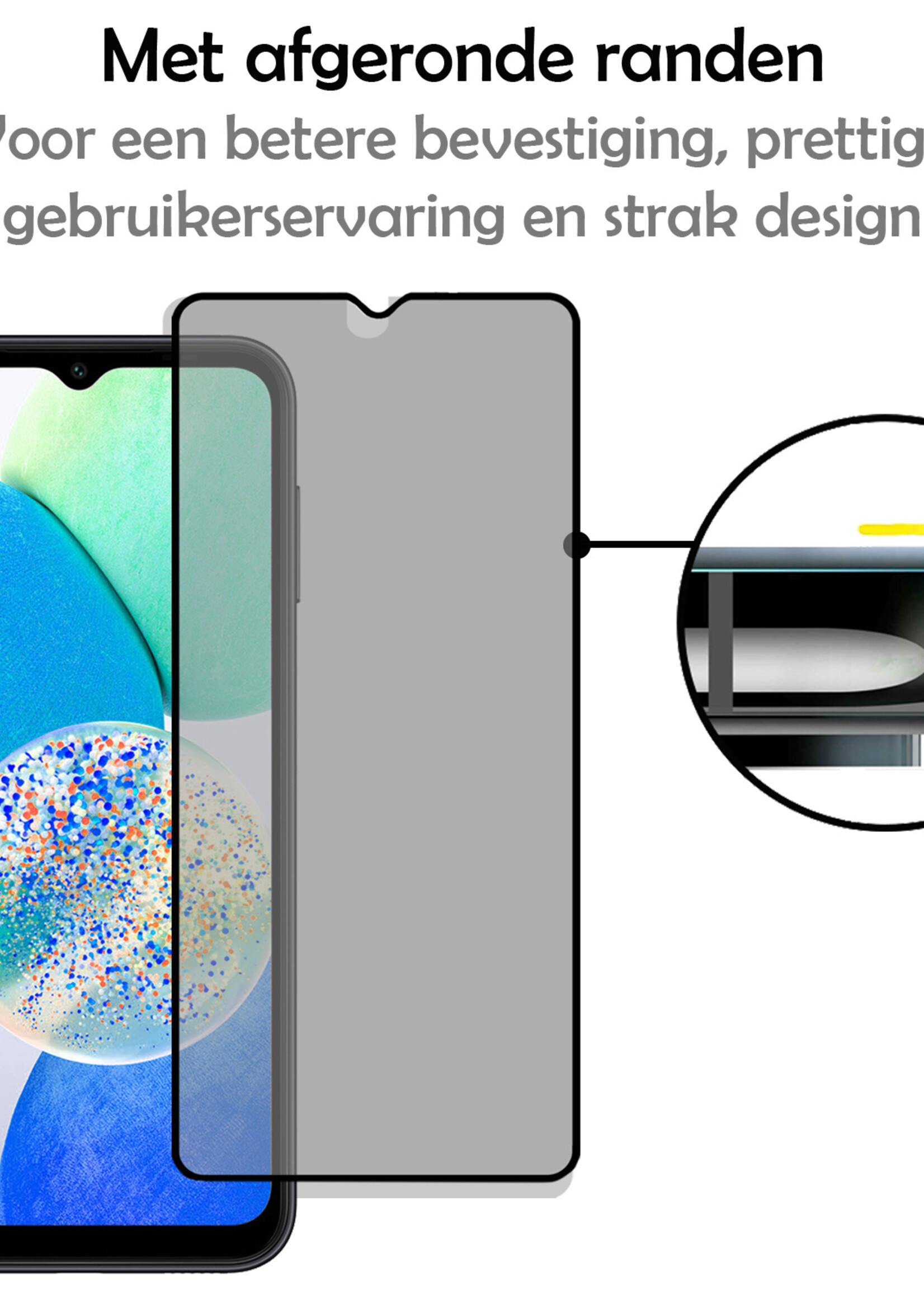 LUQ Screenprotector Geschikt voor Samsung A14 Privacy Screenprotector Bescherm Glas - Privacy Screenprotector Geschikt voor Samsung Galaxy A14 Screenprotector Glas - 3 Stuks