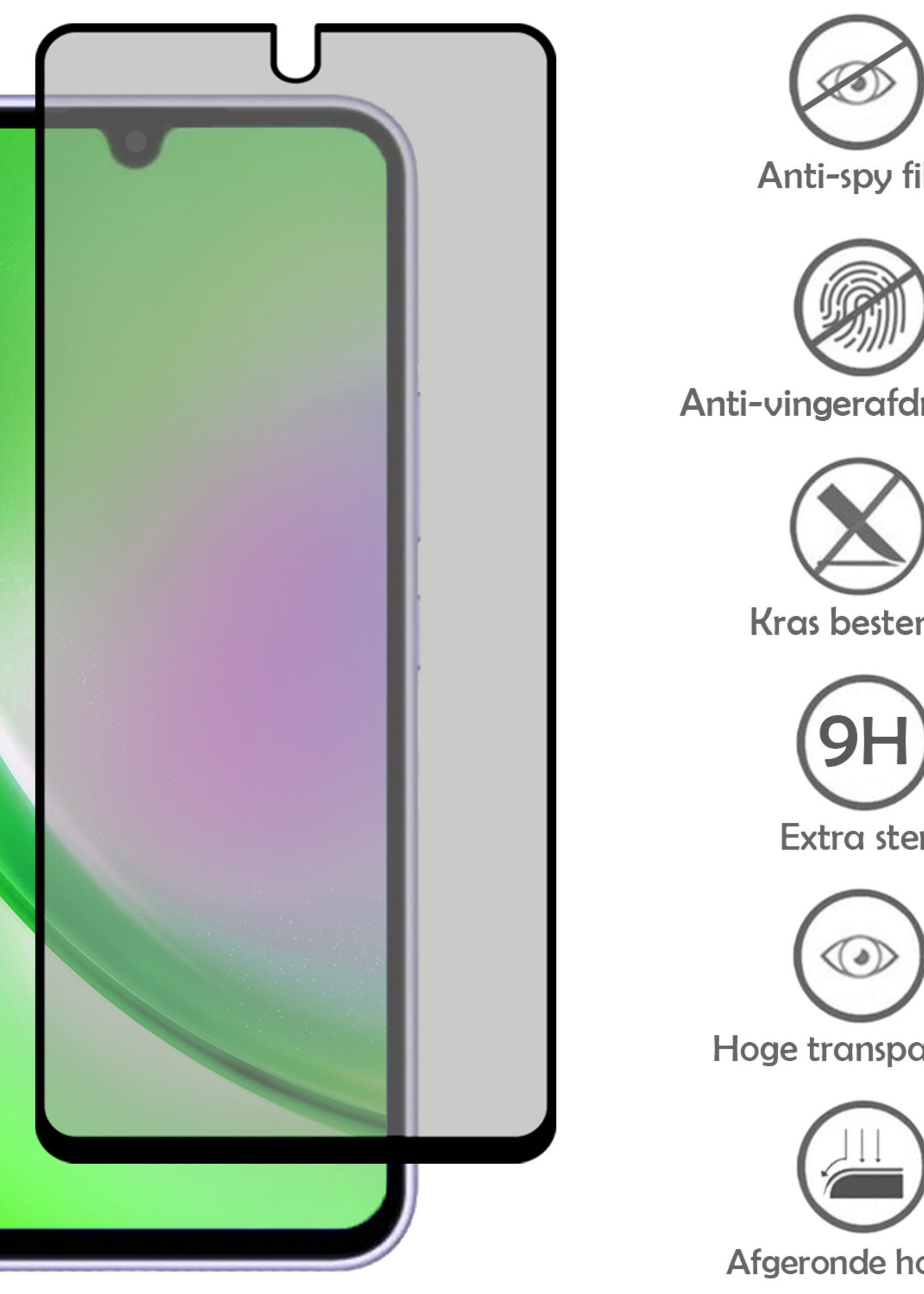 LUQ Screenprotector Geschikt voor Samsung A34 Privacy Screenprotector Bescherm Glas - Privacy Screenprotector Geschikt voor Samsung Galaxy A34 Screenprotector Glas - 2 Stuks