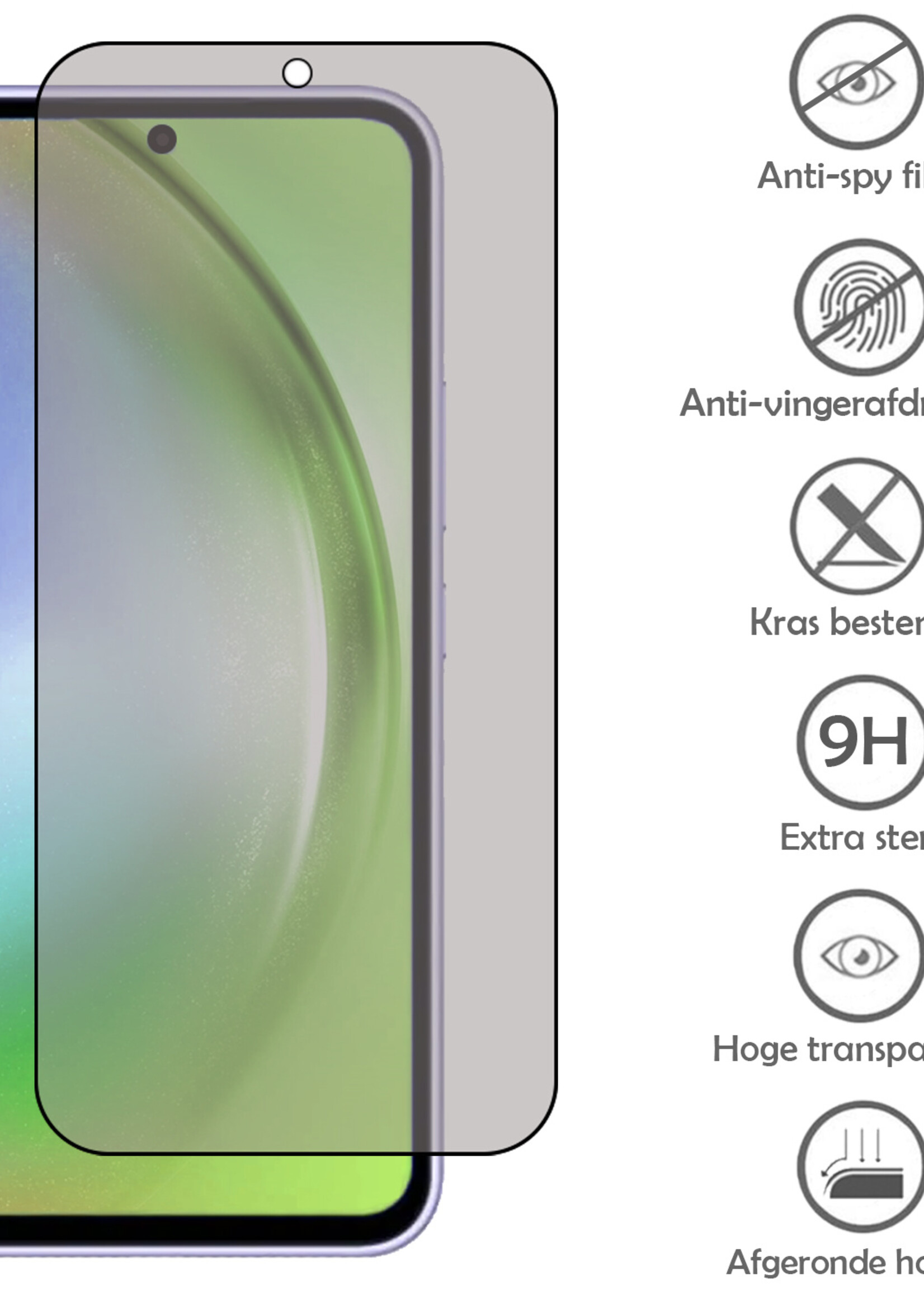 LUQ Screenprotector Geschikt voor Samsung A54 Privacy Screenprotector Bescherm Glas - Privacy Screenprotector Geschikt voor Samsung Galaxy A54 Screenprotector Glas - 2 Stuks