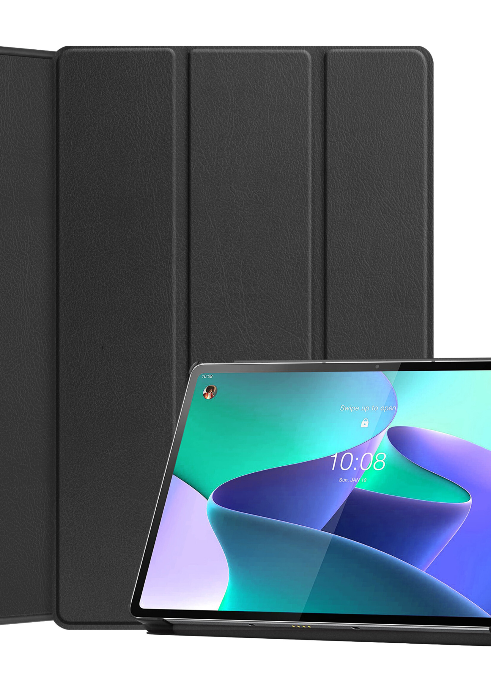 LUQ Hoes Geschikt voor Lenovo Tab P12 Pro Hoes Luxe Hoesje Book Case - Hoesje Geschikt voor Lenovo Tab P12 Pro Hoes Cover - Zwart