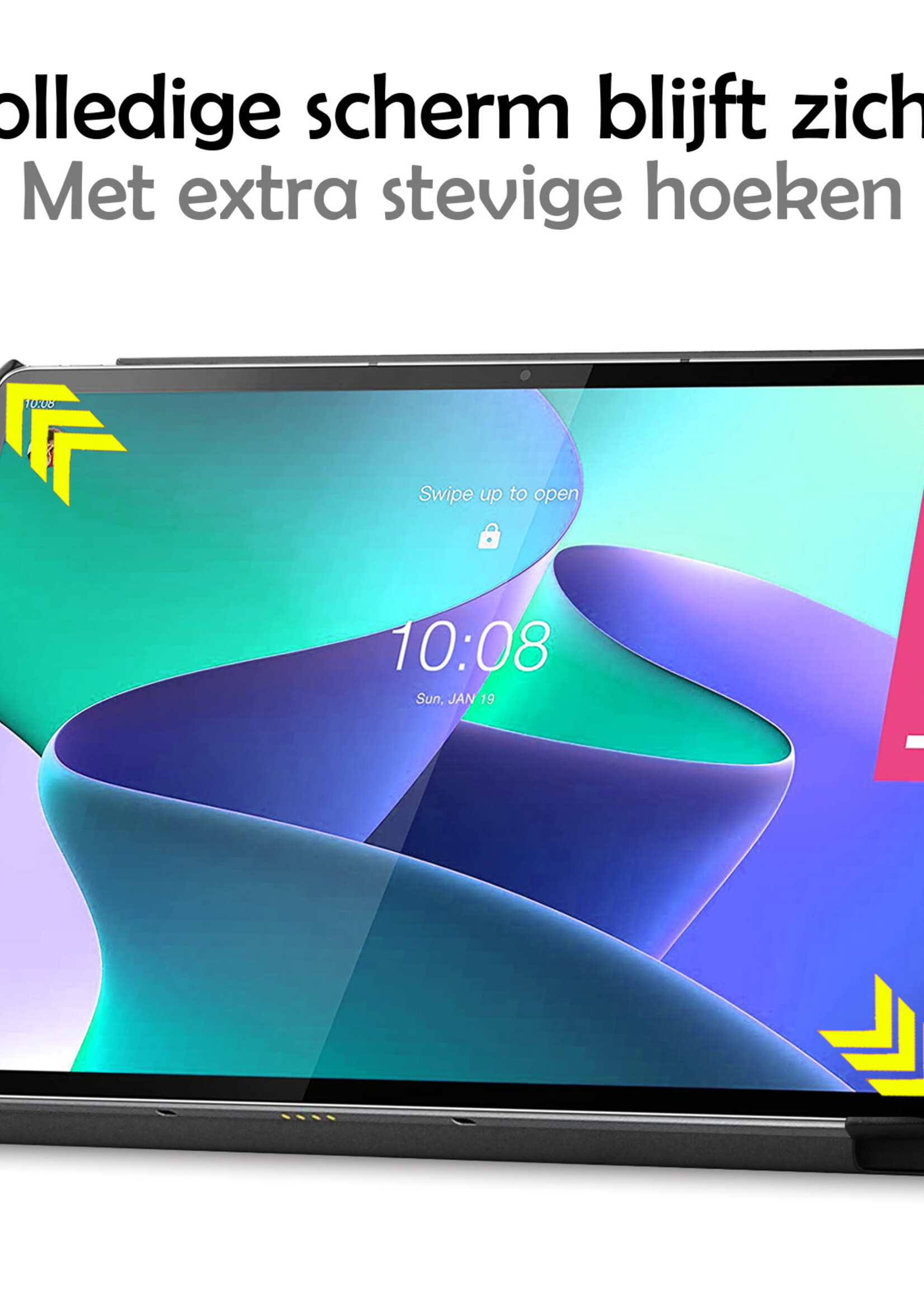 LUQ Hoes Geschikt voor Lenovo Tab P12 Pro Hoes Luxe Hoesje Book Case - Hoesje Geschikt voor Lenovo Tab P12 Pro Hoes Cover - Zwart