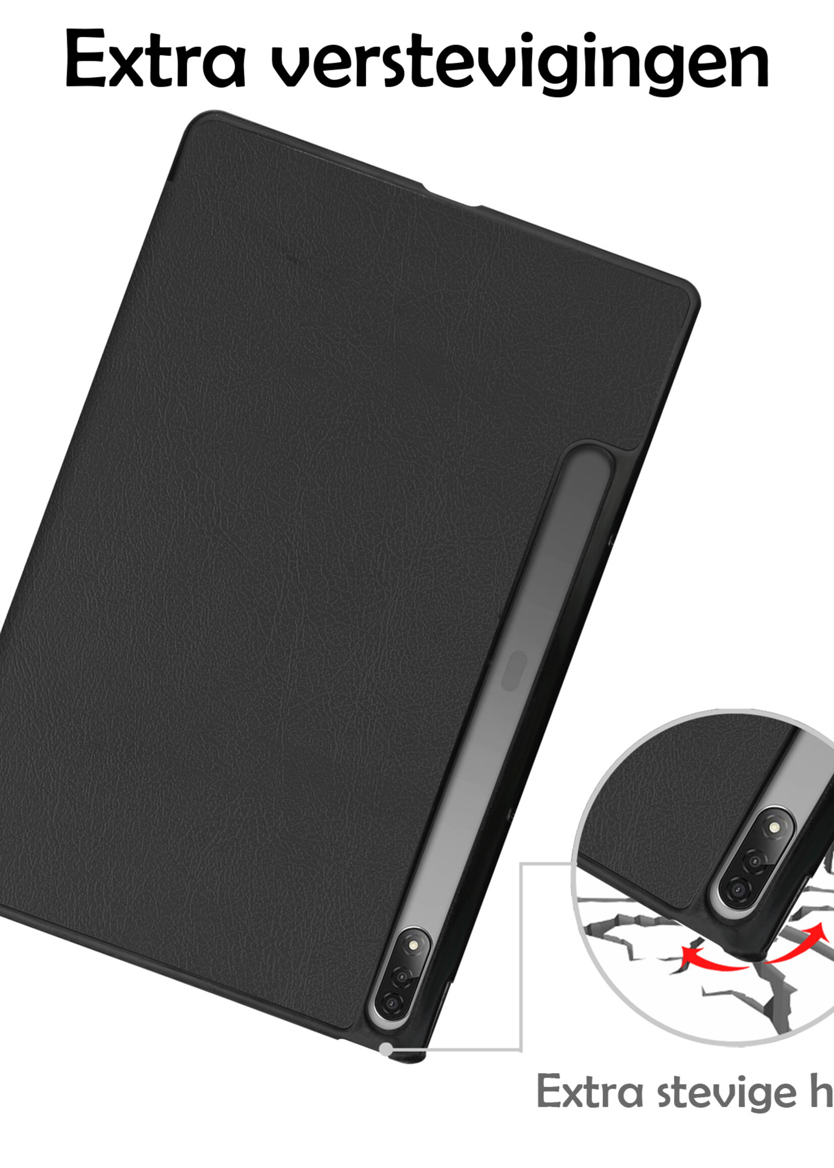 LUQ Hoes Geschikt voor Lenovo Tab P12 Pro Hoes Luxe Hoesje Book Case - Hoesje Geschikt voor Lenovo Tab P12 Pro Hoes Cover - Zwart