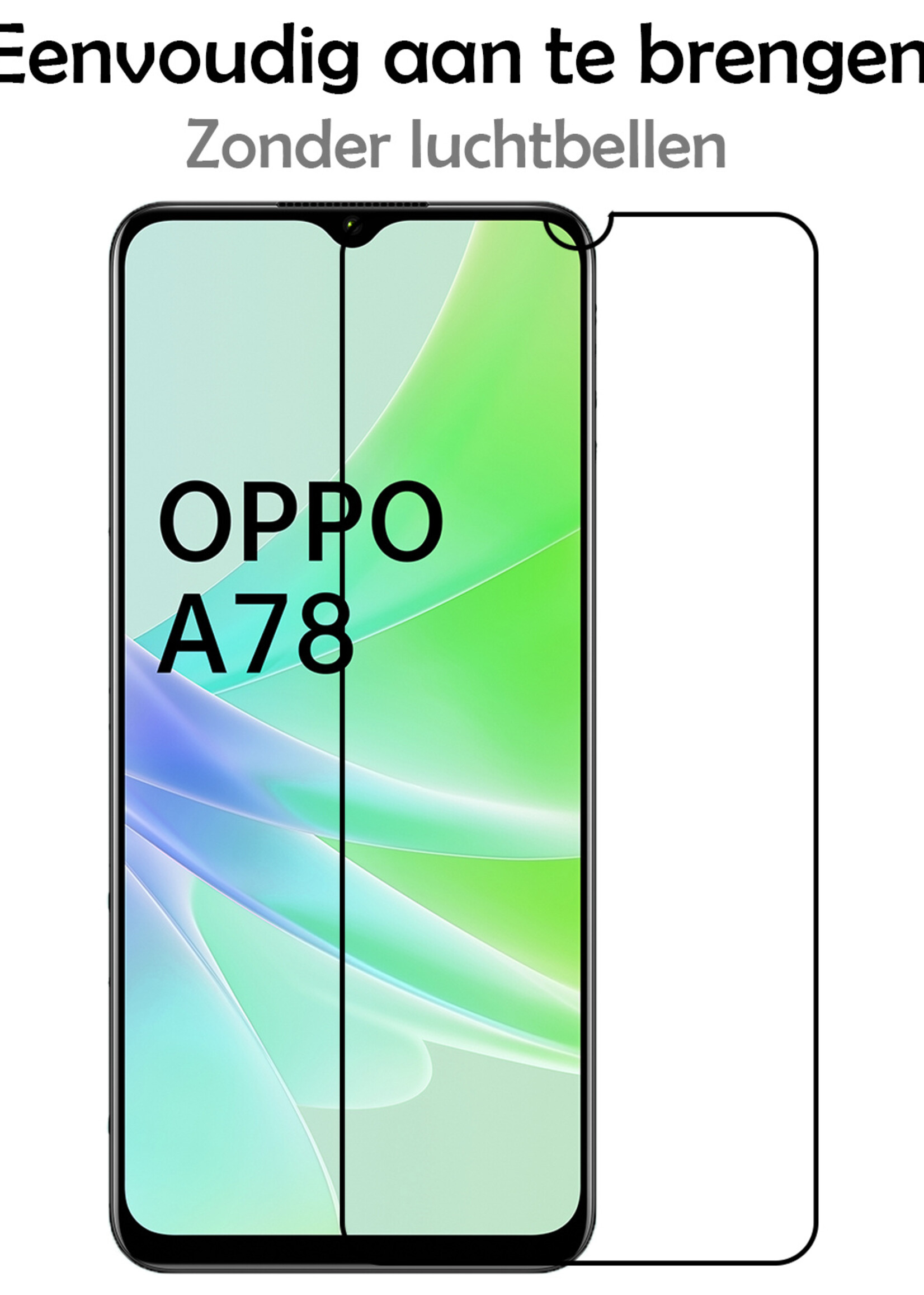 LUQ Screenprotector Geschikt voor OPPO A78 5G Screenprotector Glas Full Cover - Screenprotector Geschikt voor OPPO A78 Screenprotector Full Cover - 2 Stuks