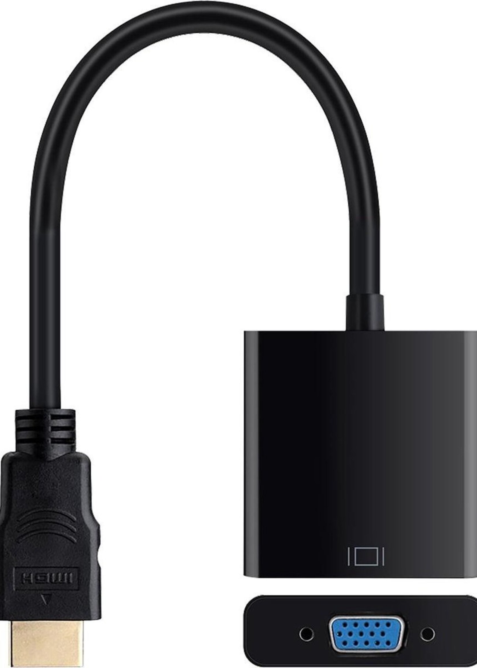 LUQ HDMI naar VGA Adapter Kabel Omvormer HDMI VGA Converter 1080p - Zwart