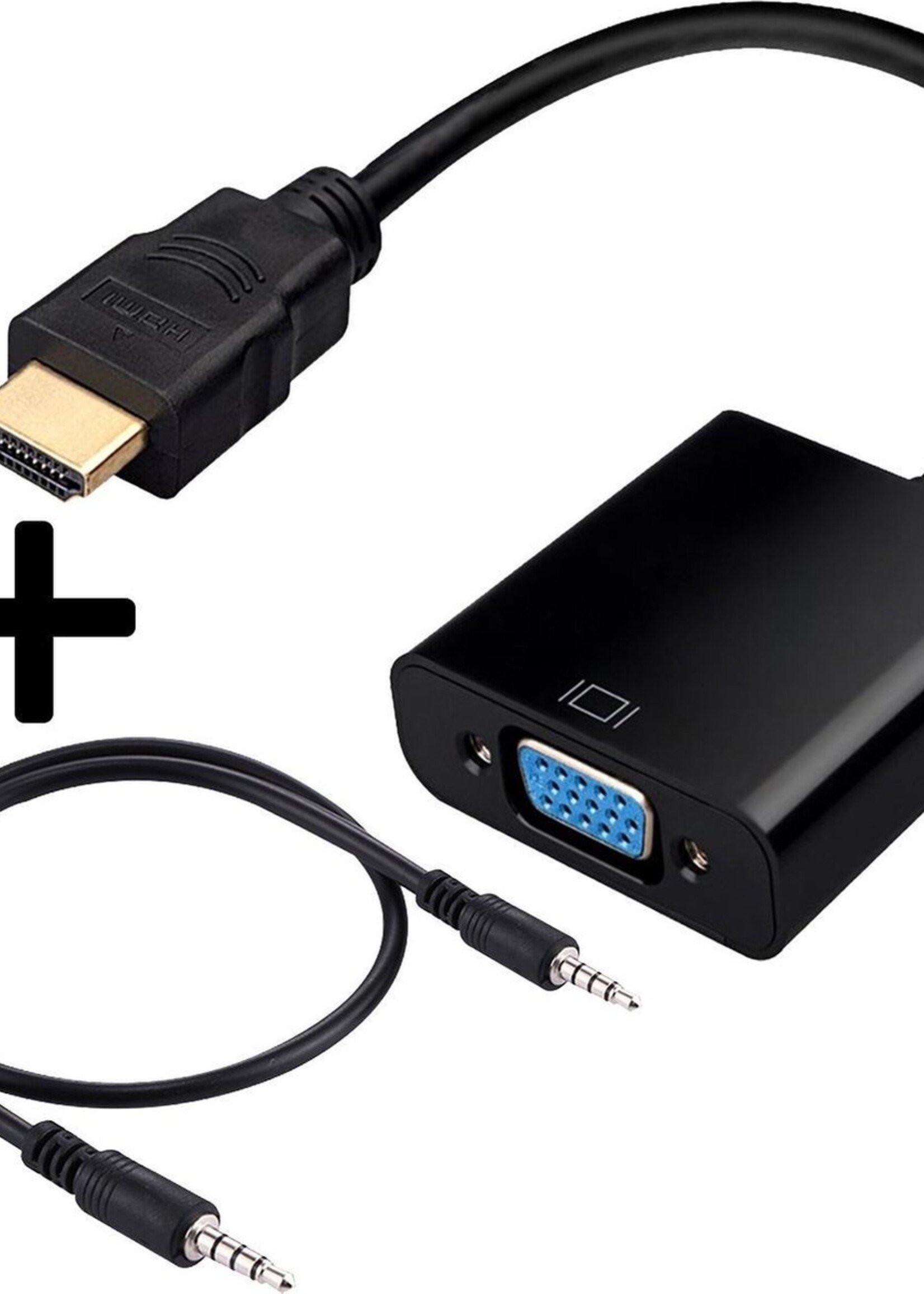 LUQ HDMI naar VGA Kabel Adapter Converter HD Met Audiokabel - Zwart