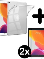 LUQ LUQ iPad 10.2 2019 hoesje siliconen transparant met 2x screenprotector