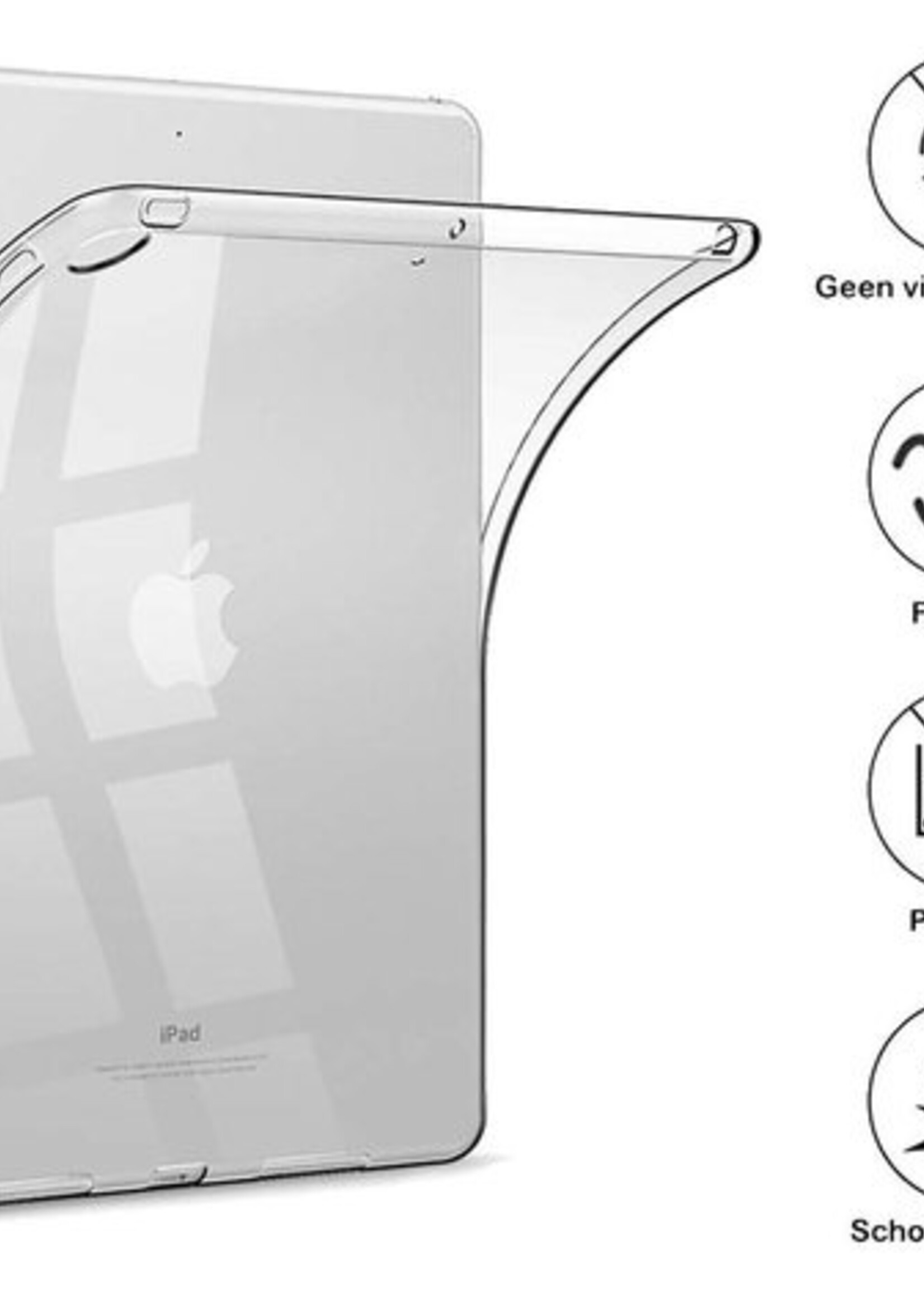 LUQ Hoes Geschikt voor iPad 10.2 2019 Hoesje Siliconen Case Hoes Siliconen Back Cover Met 2x Screenprotector - Transparant