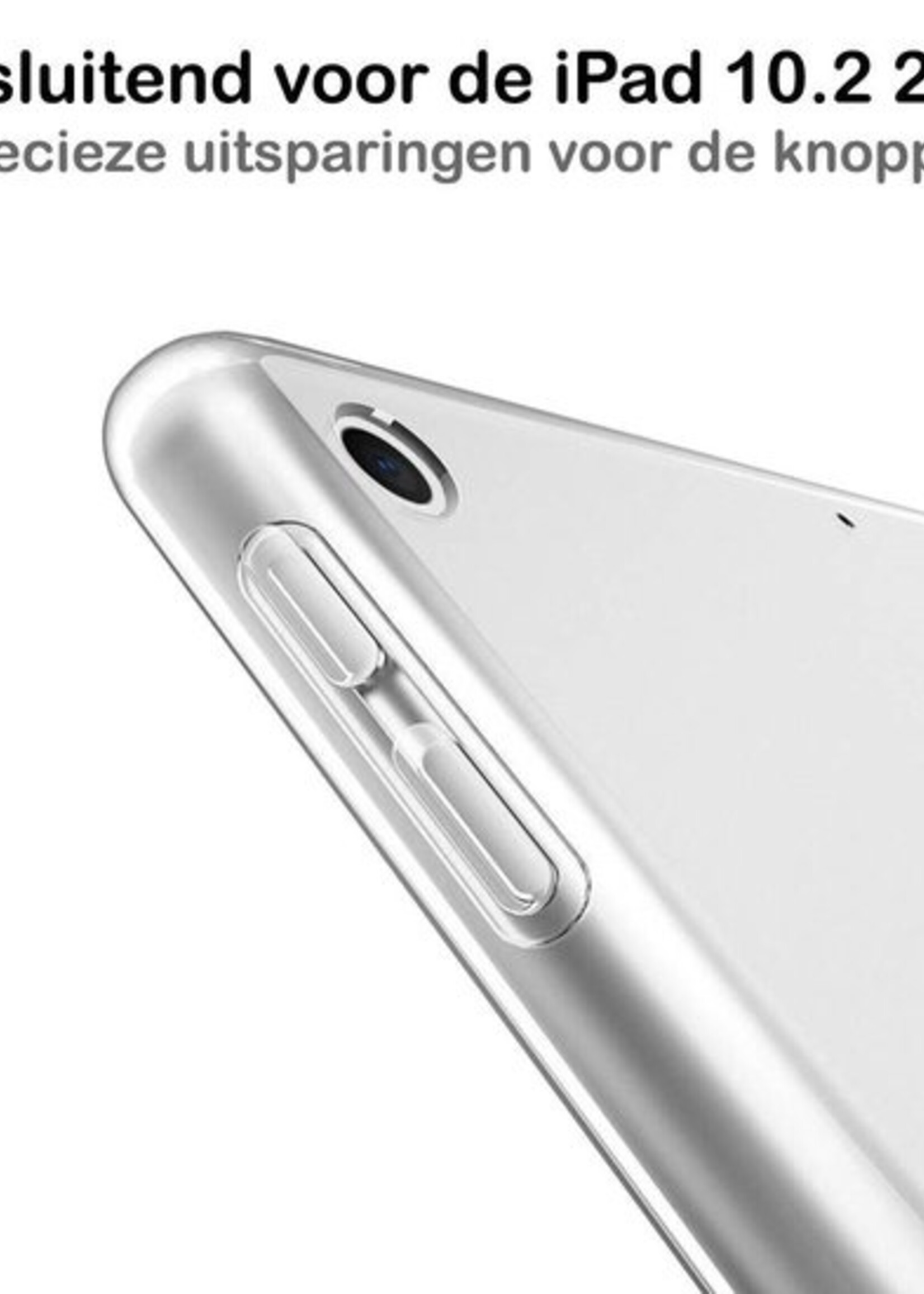 LUQ Hoes Geschikt voor iPad 10.2 2019 Hoesje Siliconen Case Hoes Siliconen Back Cover Met 2x Screenprotector - Transparant
