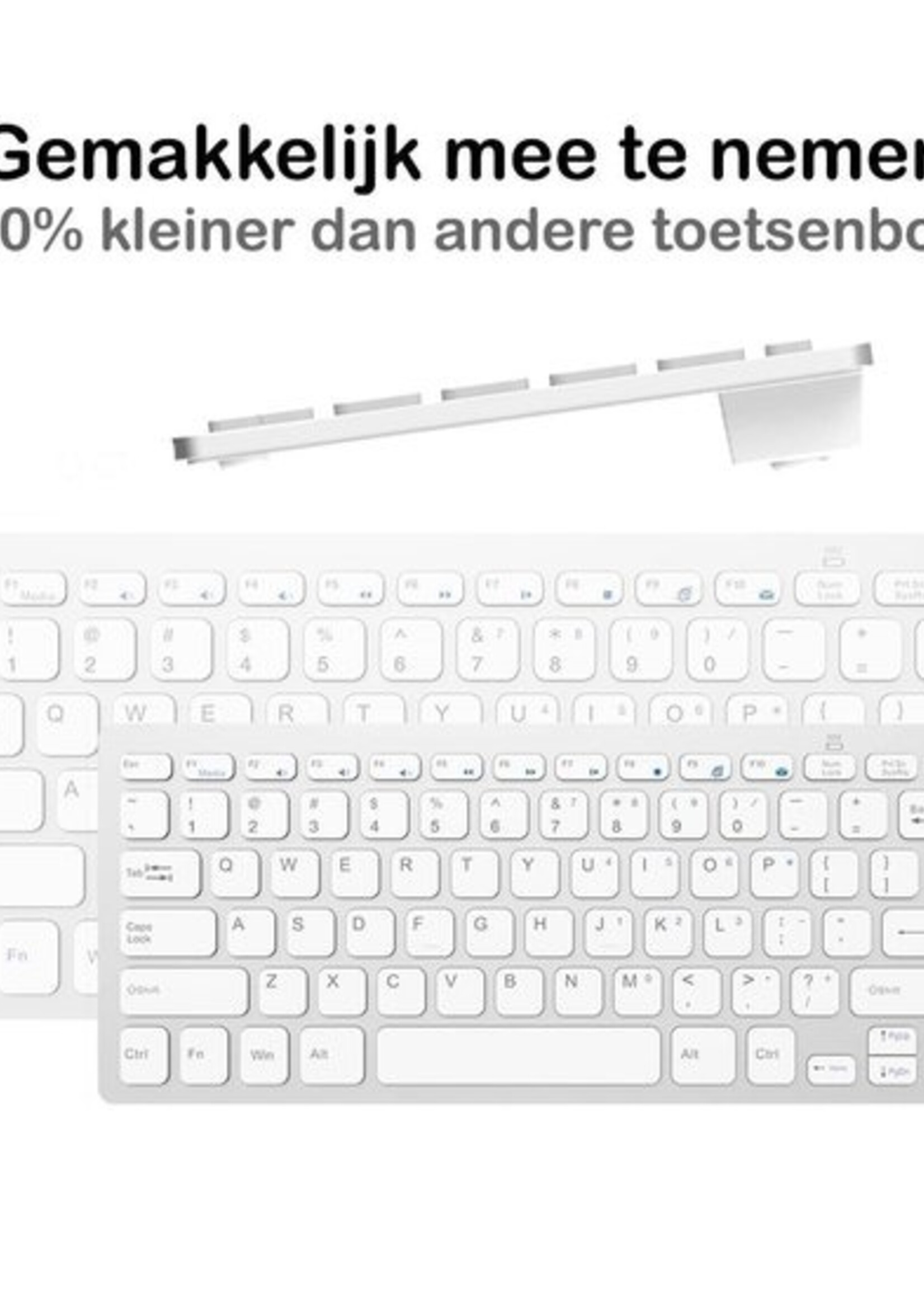 LUQ Draadloos Toetsenbord Bluetooth Wireless Keyboard Universeel - Wit