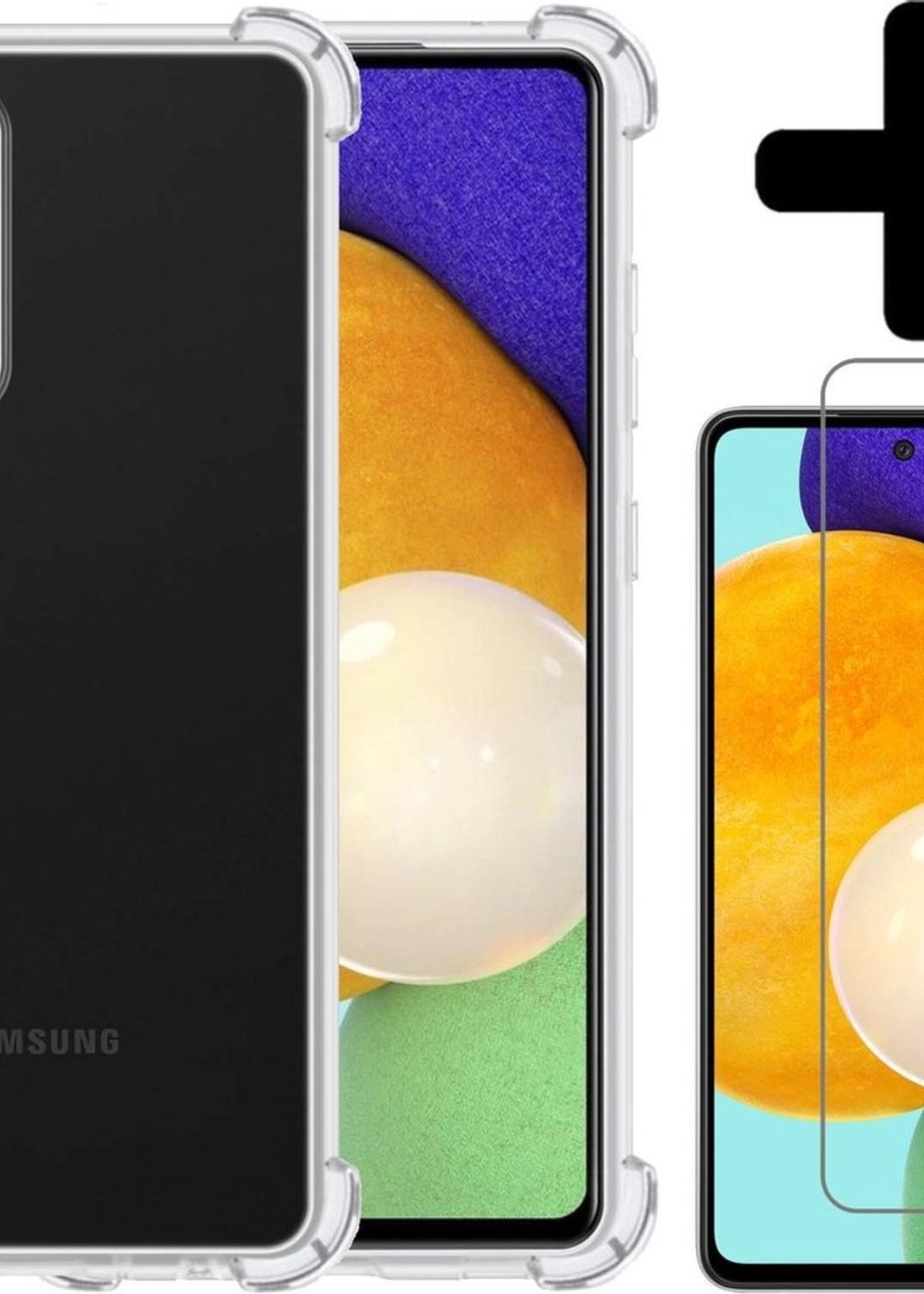 LUQ Hoesje Geschikt voor Samsung A52 Hoesje Shockproof Case Siliconen Met Screenprotector - Hoes Geschikt voor Samsung Galaxy A52 Hoes Cover Siliconen - Transparant