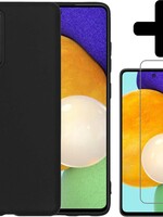 LUQ LUQ Samsung Galaxy A52 hoesje siliconen zwart + screenprotector