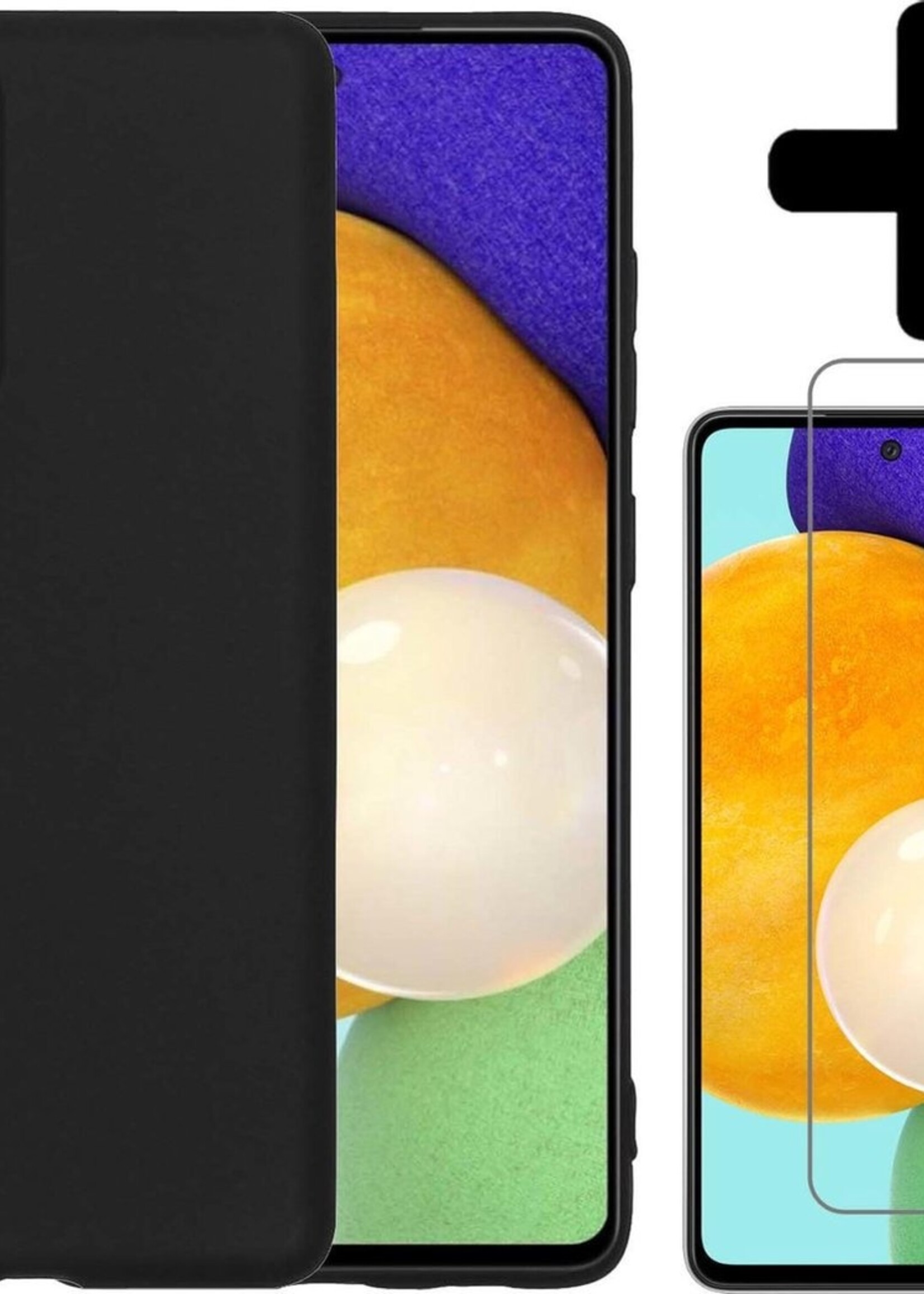 LUQ Hoesje Geschikt voor Samsung A52 Hoesje Siliconen Case Met Screenprotector - Hoes Geschikt voor Samsung Galaxy A52 Hoes Siliconen - Zwart