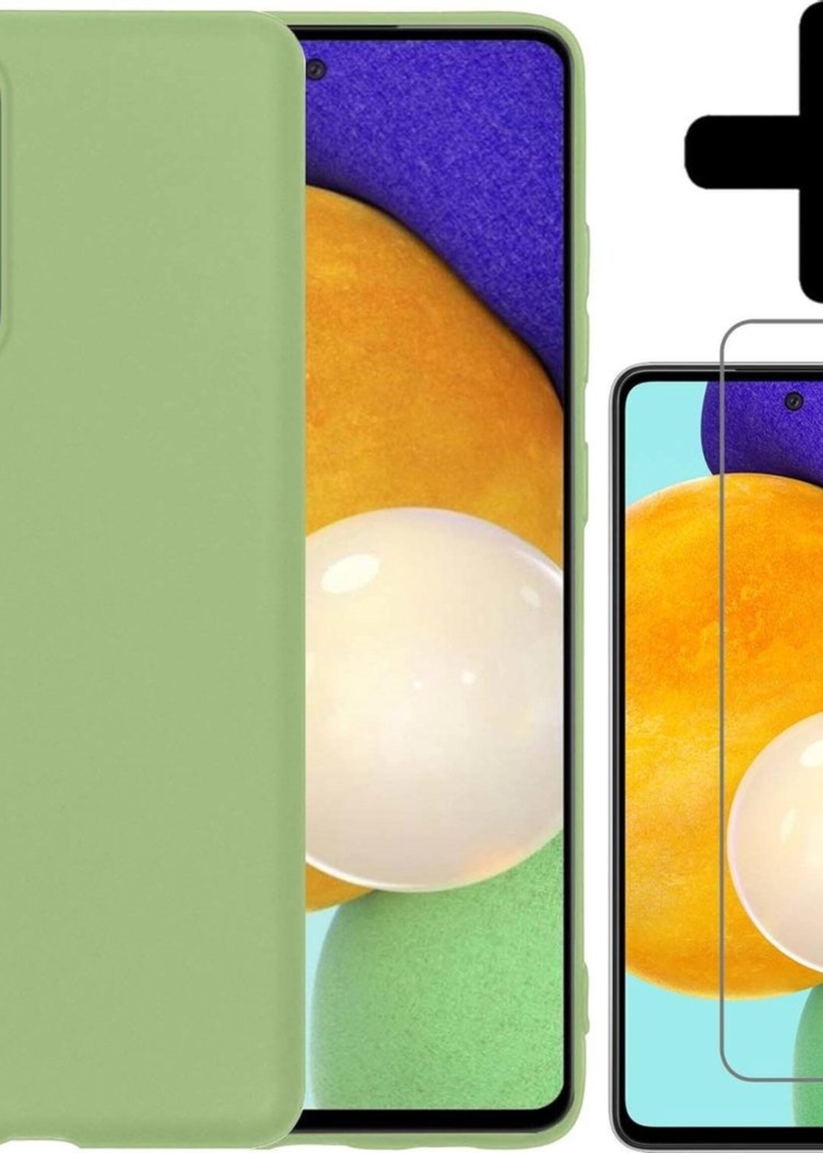 LUQ Hoesje Geschikt voor Samsung A52 Hoesje Siliconen Case Met Screenprotector - Hoes Geschikt voor Samsung Galaxy A52 Hoes Siliconen - Groen