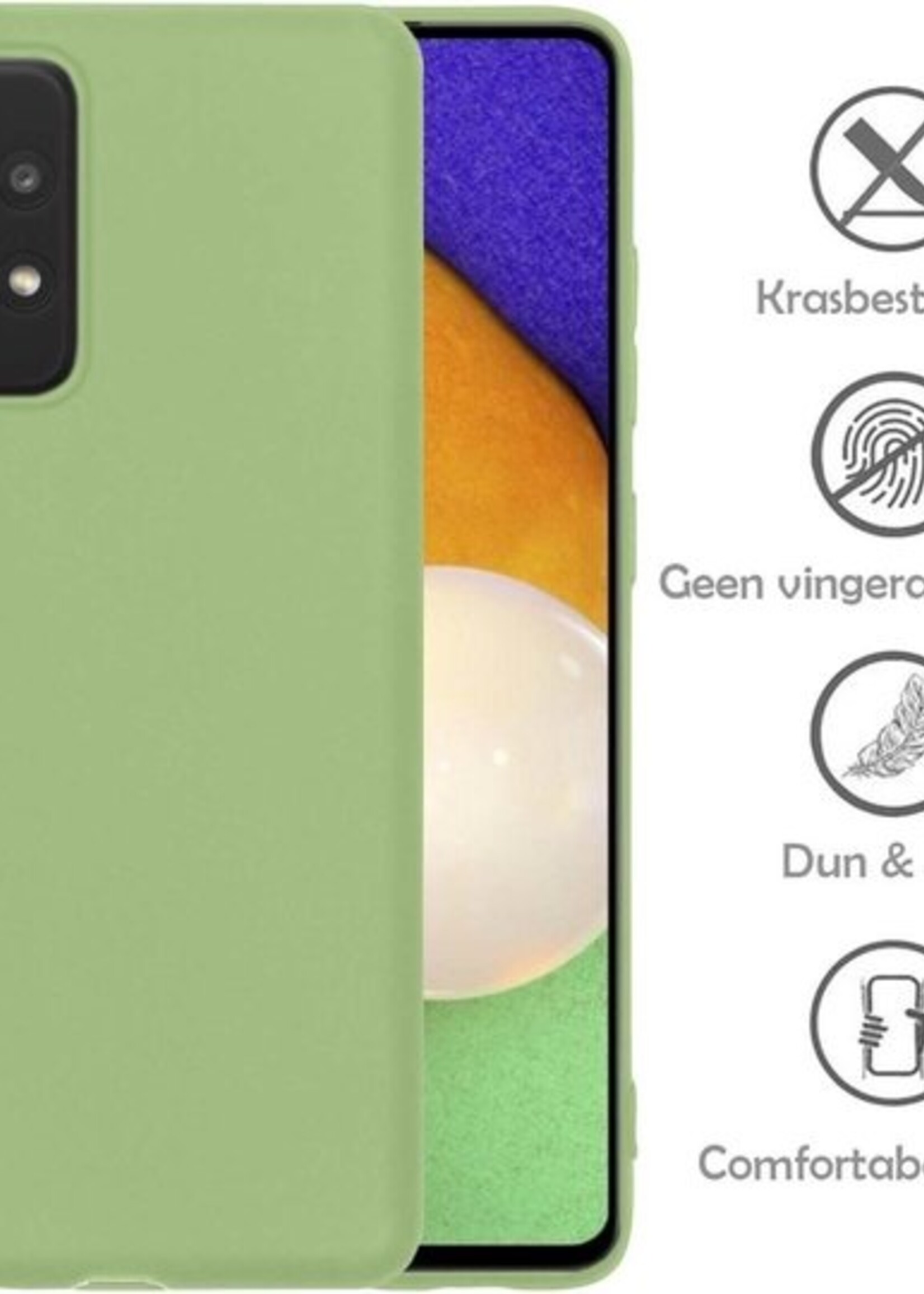 LUQ Hoesje Geschikt voor Samsung A52 Hoesje Siliconen Case Met Screenprotector - Hoes Geschikt voor Samsung Galaxy A52 Hoes Siliconen - Groen