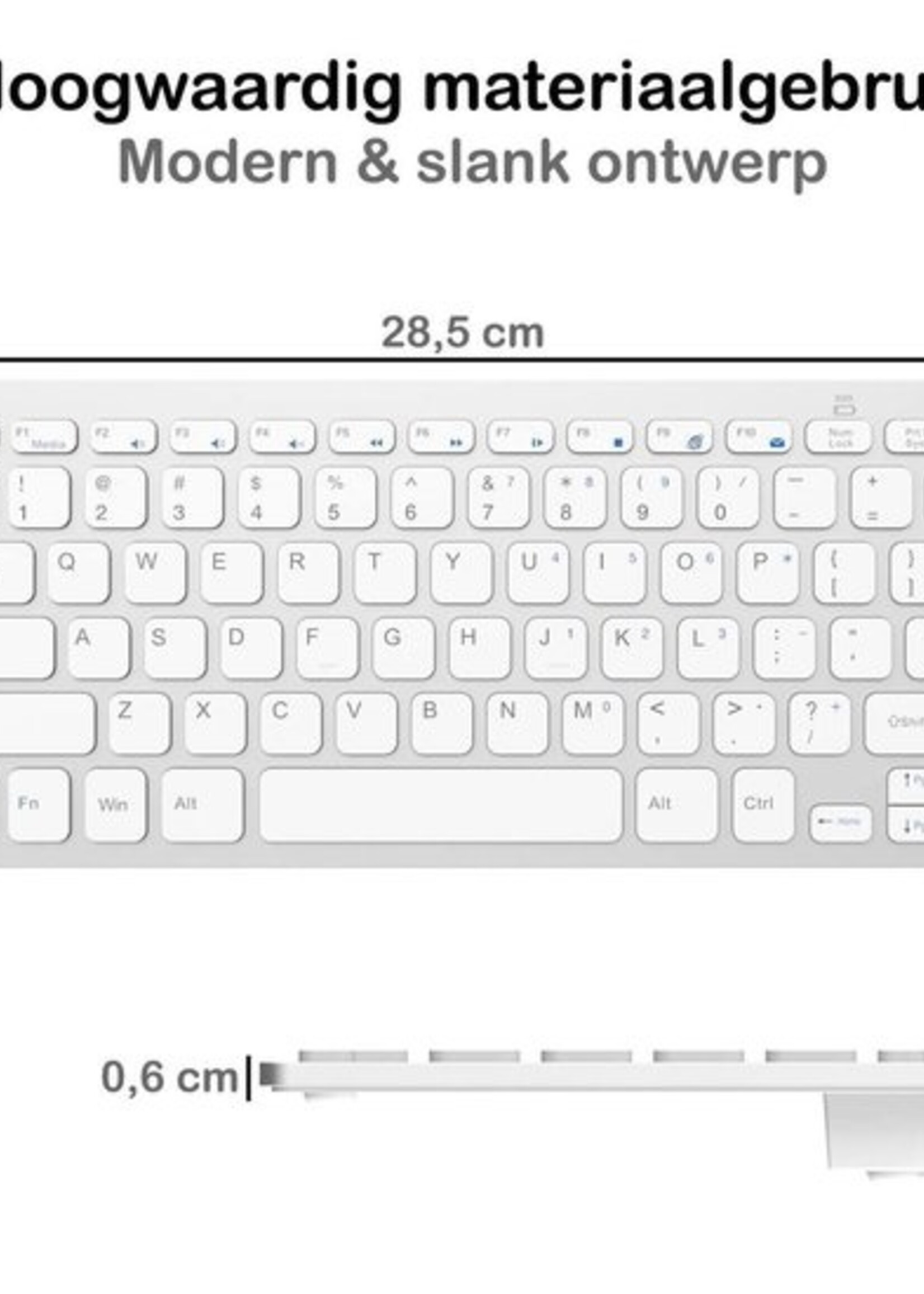 LUQ Draadloos Toetsenbord Bluetooth Wireless Keyboard Universeel - Wit