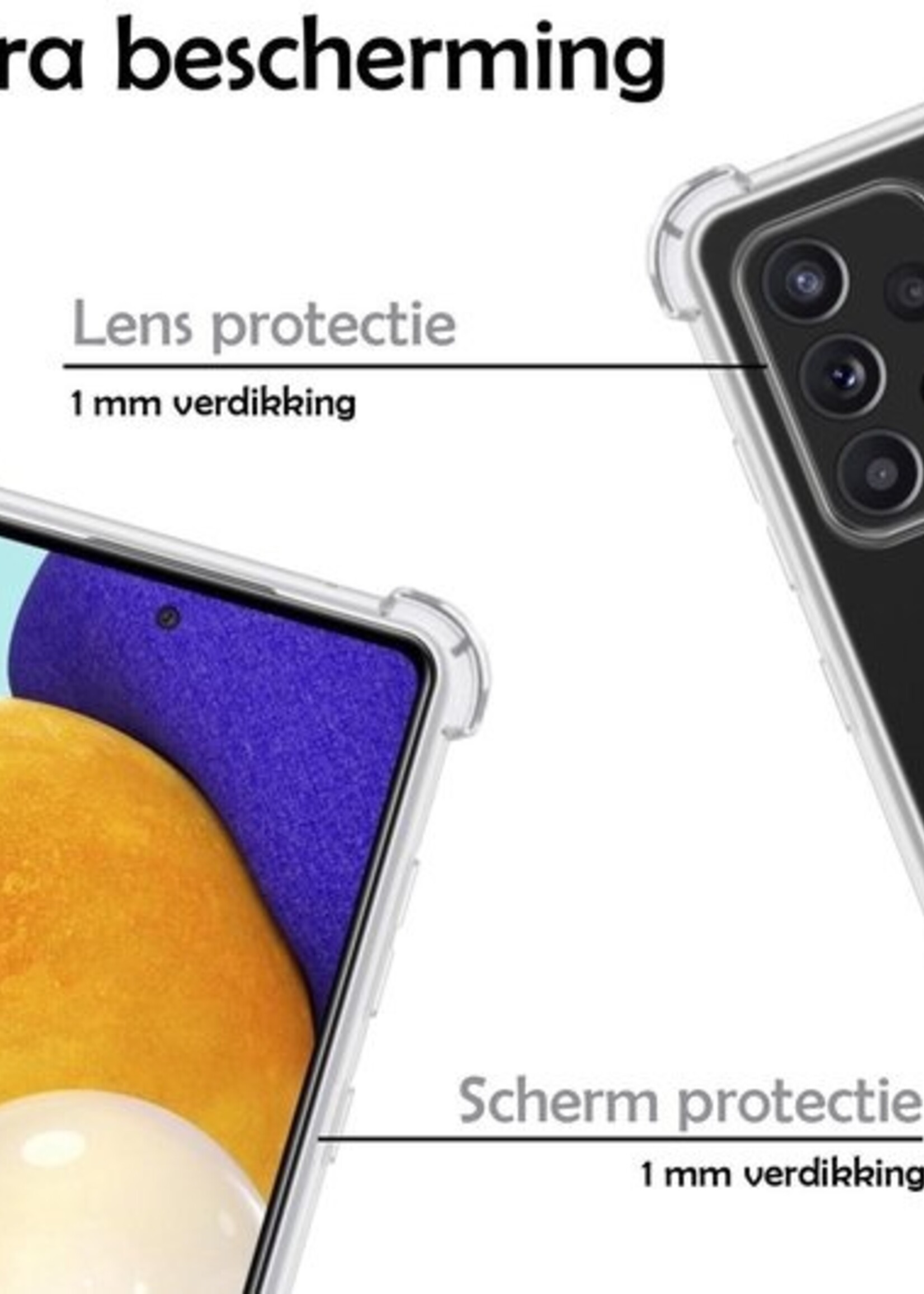LUQ Hoesje Geschikt voor Samsung A52 Hoesje Shockproof Case Siliconen Met 2x Screenprotector - Hoes Geschikt voor Samsung Galaxy A52 Hoes Cover Siliconen - Transparant