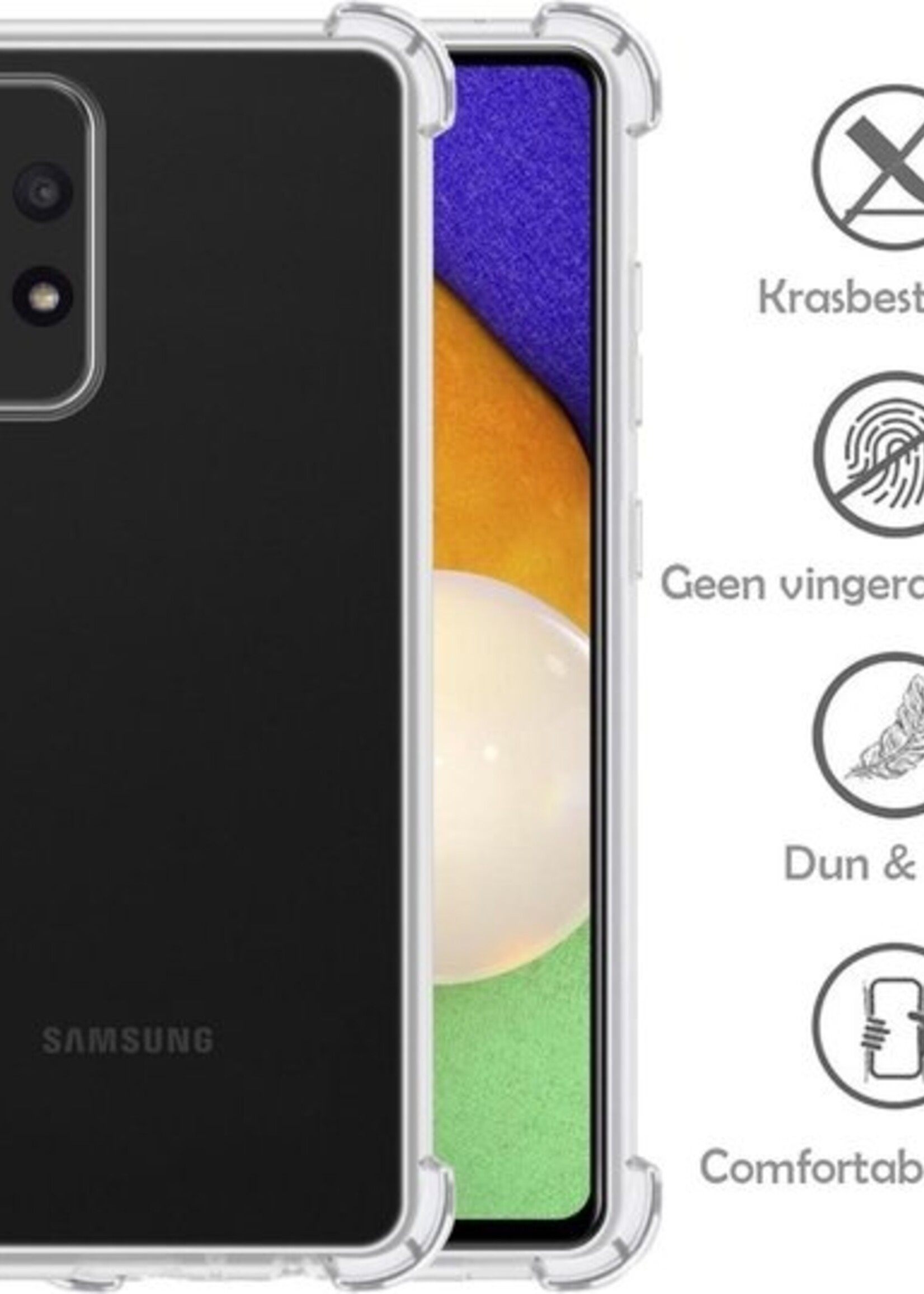 LUQ Hoesje Geschikt voor Samsung A52 Hoesje Shockproof Case Siliconen Met 2x Screenprotector - Hoes Geschikt voor Samsung Galaxy A52 Hoes Cover Siliconen - Transparant