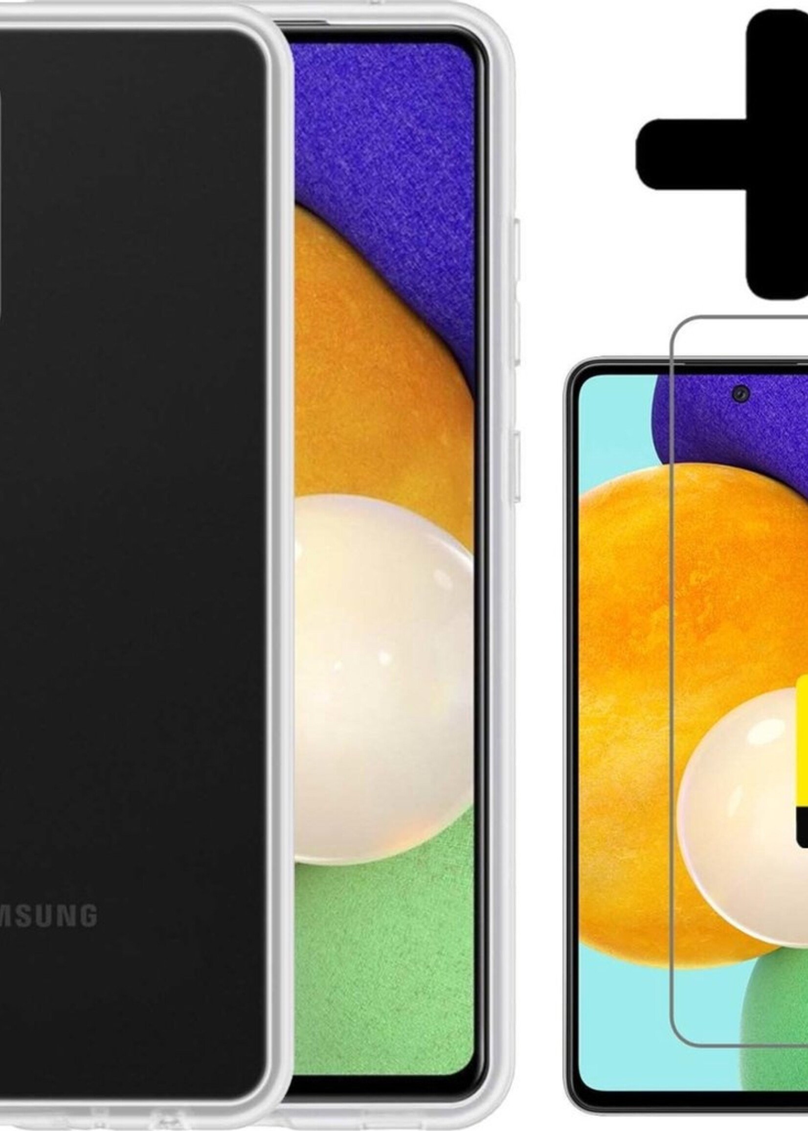 LUQ Hoesje Geschikt voor Samsung A52 Hoesje Siliconen Case Met 2x Screenprotector - Hoes Geschikt voor Samsung Galaxy A52 Hoes Siliconen - Transparant