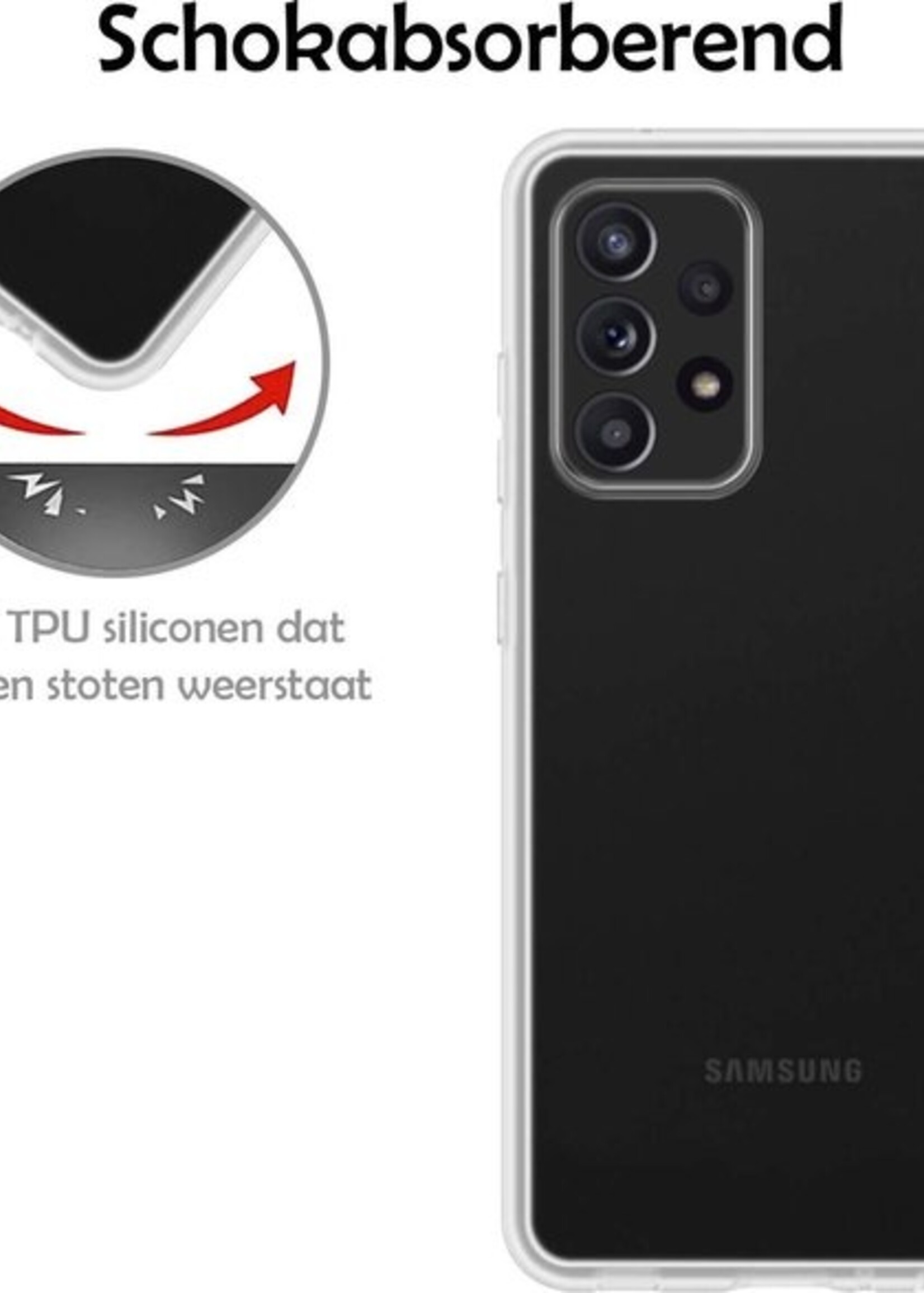 LUQ Hoesje Geschikt voor Samsung A52 Hoesje Siliconen Case Met 2x Screenprotector - Hoes Geschikt voor Samsung Galaxy A52 Hoes Siliconen - Transparant