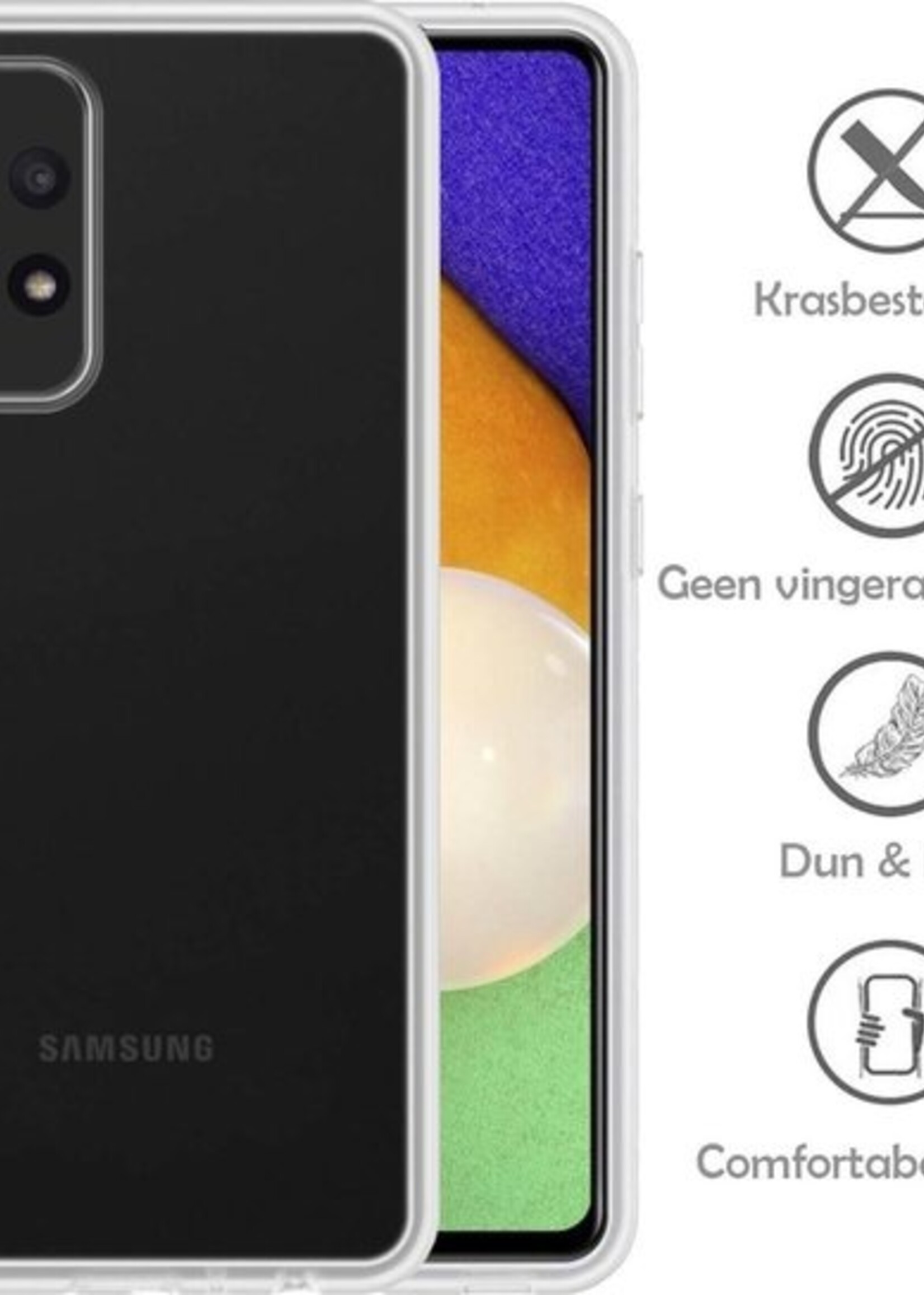 LUQ Hoesje Geschikt voor Samsung A52 Hoesje Siliconen Case Met 2x Screenprotector - Hoes Geschikt voor Samsung Galaxy A52 Hoes Siliconen - Transparant