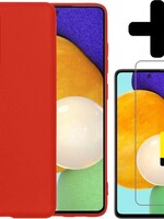 LUQ LUQ Samsung Galaxy A52 hoesje siliconen rood + 2x screenprotector