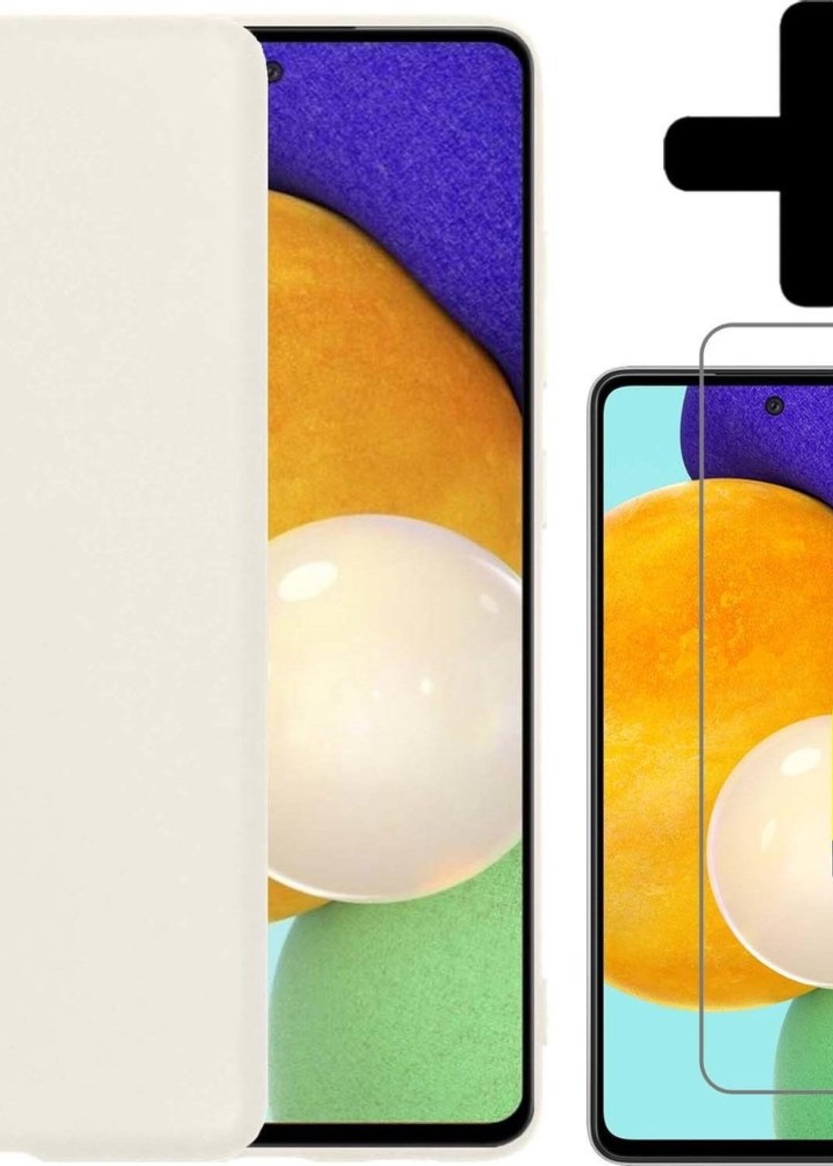LUQ Hoesje Geschikt voor Samsung A52 Hoesje Siliconen Case Met 2x Screenprotector - Hoes Geschikt voor Samsung Galaxy A52 Hoes Siliconen - Wit