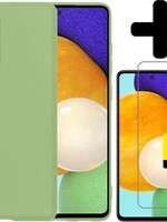 LUQ LUQ Samsung Galaxy A52 hoesje siliconen groen + 2x screenprotector