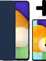 LUQ LUQ Samsung Galaxy A52 hoesje siliconen donkerblauw + 2x screenprotector