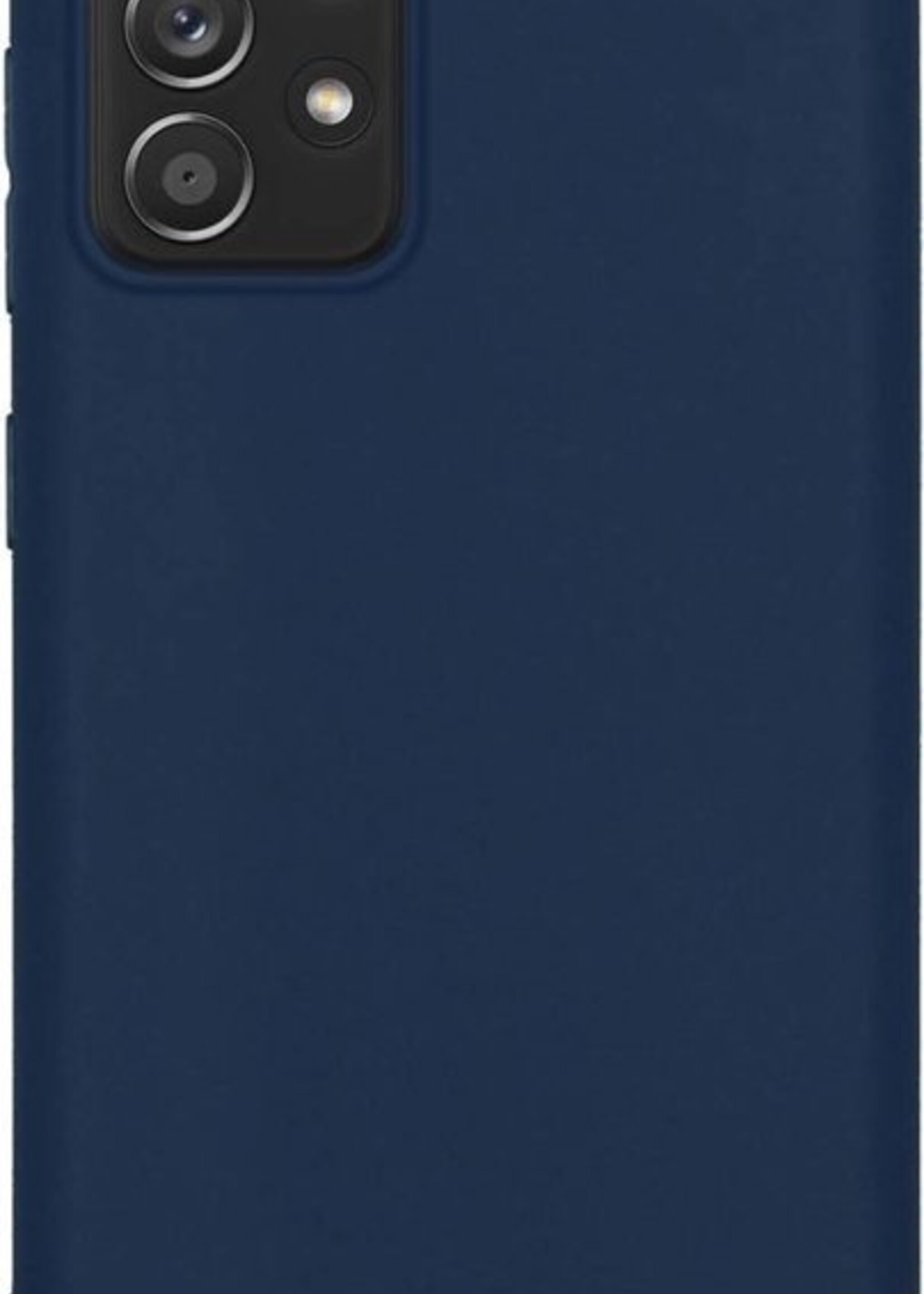 LUQ Hoesje Geschikt voor Samsung A52 Hoesje Siliconen Case Met 2x Screenprotector - Hoes Geschikt voor Samsung Galaxy A52 Hoes Siliconen - Donkerblauw