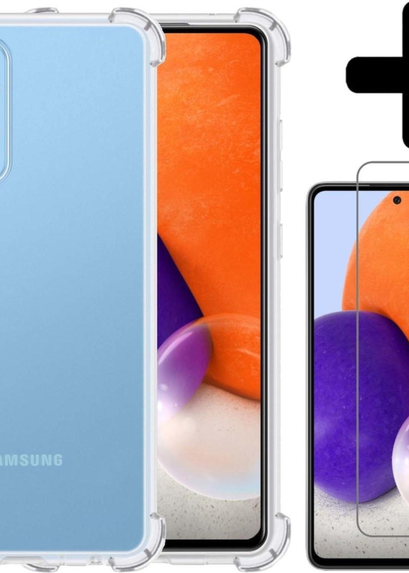 LUQ Hoesje Geschikt voor Samsung A72 Hoesje Shockproof Case Siliconen Met Screenprotector - Hoes Geschikt voor Samsung Galaxy A72 Hoes Cover Siliconen - Transparant