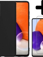LUQ LUQ Samsung Galaxy A72 hoesje siliconen zwart + screenprotector