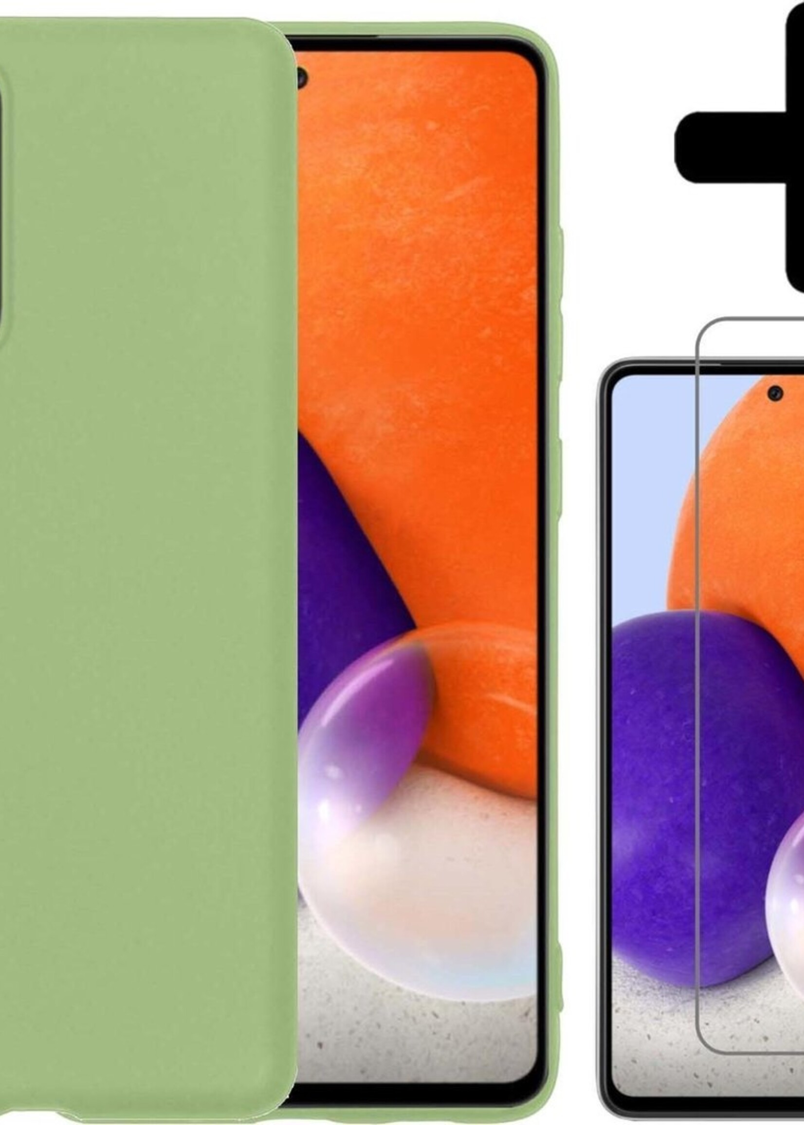 LUQ Hoesje Geschikt voor Samsung A72 Hoesje Siliconen Case Met Screenprotector - Hoes Geschikt voor Samsung Galaxy A72 Hoes Siliconen - Groen