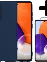 LUQ LUQ Samsung Galaxy A72 hoesje siliconen donkerblauw + screenprotector