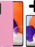 LUQ LUQ Samsung Galaxy A72 hoesje siliconen lichtroze + screenprotector