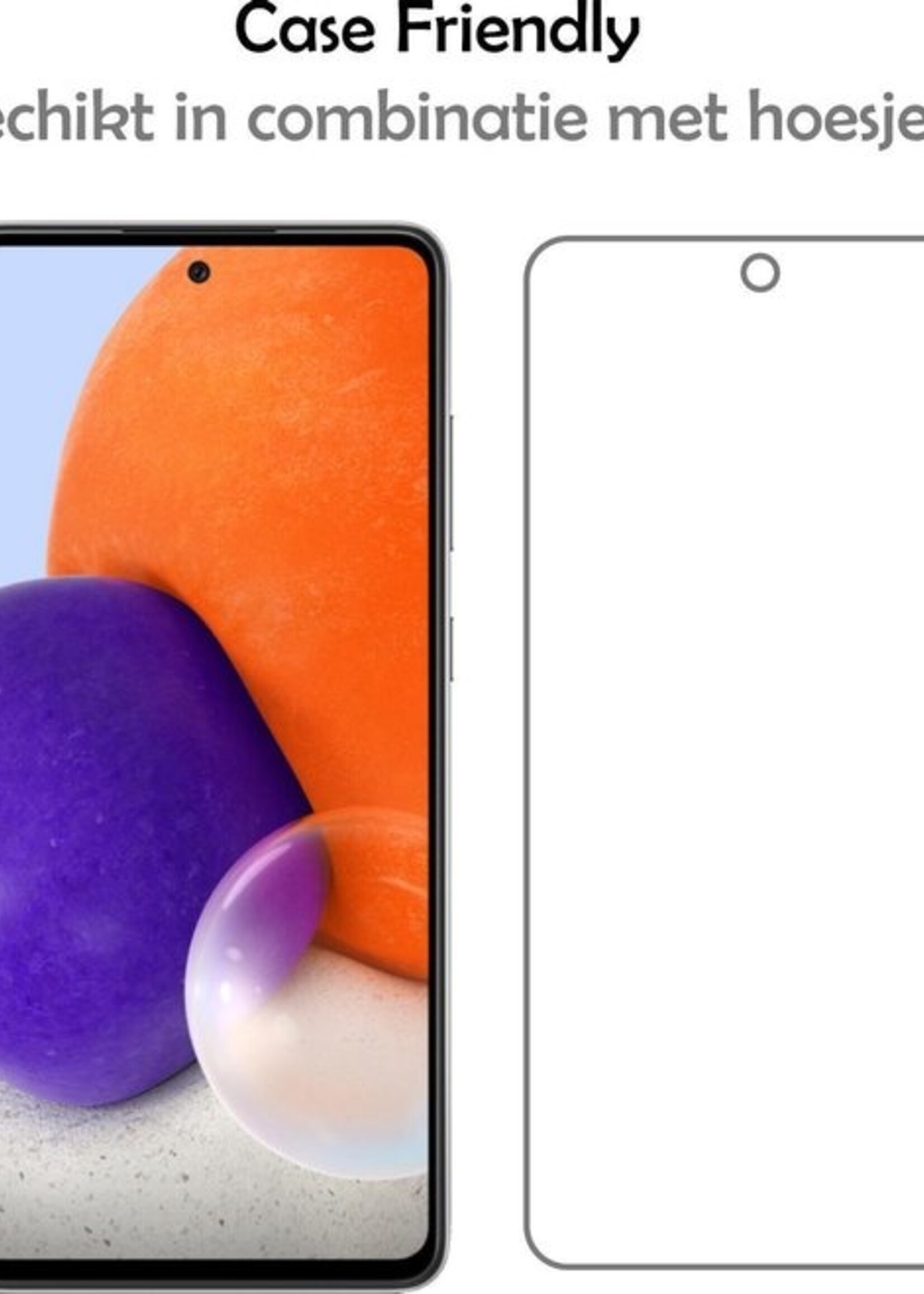 LUQ Hoesje Geschikt voor Samsung A72 Hoesje Siliconen Case Met Screenprotector - Hoes Geschikt voor Samsung Galaxy A72 Hoes Siliconen - Lichtroze