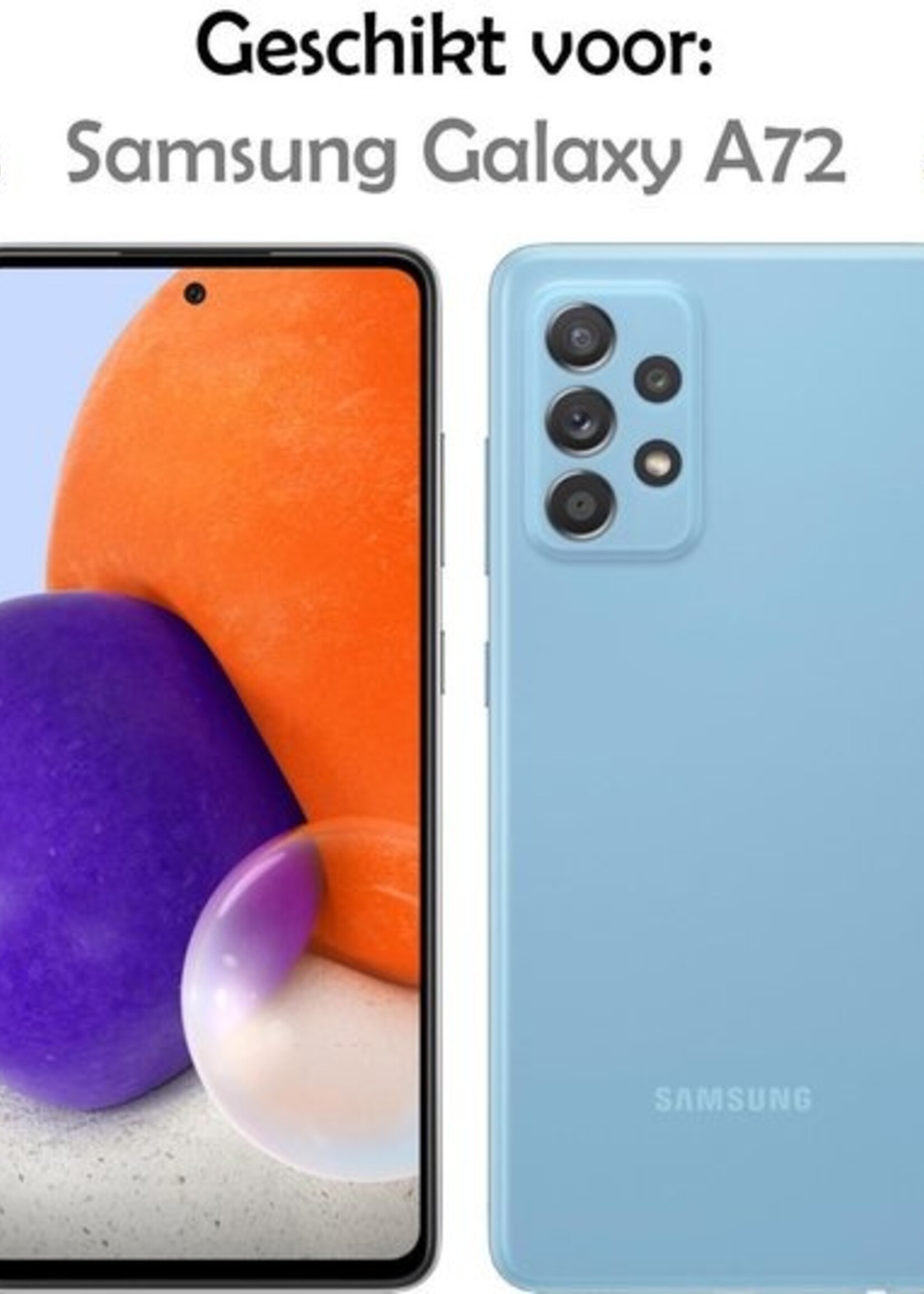 LUQ Hoesje Geschikt voor Samsung A72 Hoesje Shockproof Case Siliconen Met 2x Screenprotector - Hoes Geschikt voor Samsung Galaxy A72 Hoes Cover Siliconen - Transparant