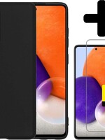 LUQ LUQ Samsung Galaxy A72 hoesje siliconen zwart + 2x screenprotector