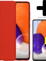 LUQ LUQ Samsung Galaxy A72 hoesje siliconen rood + 2x screenprotector