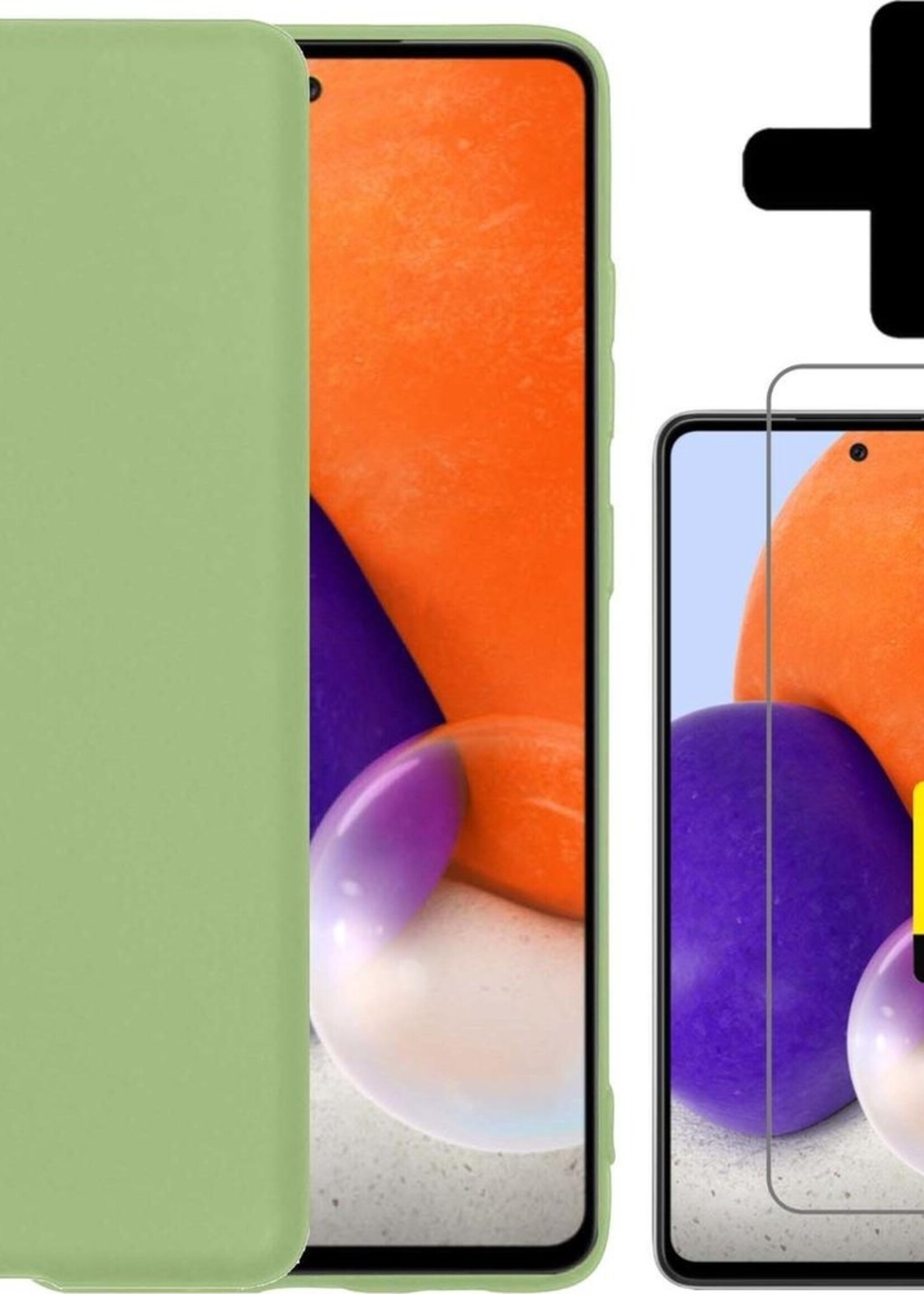 LUQ Hoesje Geschikt voor Samsung A72 Hoesje Siliconen Case Met 2x Screenprotector - Hoes Geschikt voor Samsung Galaxy A72 Hoes Siliconen - Groen