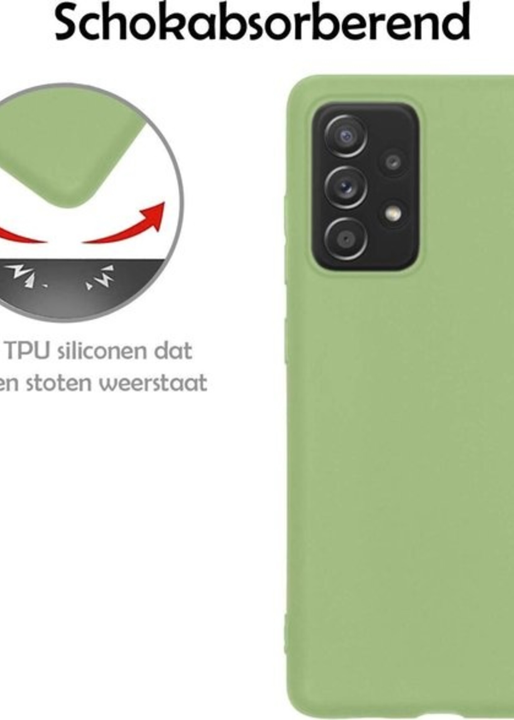 LUQ Hoesje Geschikt voor Samsung A72 Hoesje Siliconen Case Met 2x Screenprotector - Hoes Geschikt voor Samsung Galaxy A72 Hoes Siliconen - Groen