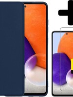 LUQ LUQ Samsung Galaxy A72 hoesje siliconen donkerblauw + 2x screenprotector