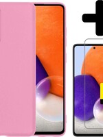LUQ LUQ Samsung Galaxy A72 hoesje siliconen lichtroze + 2x screenprotector