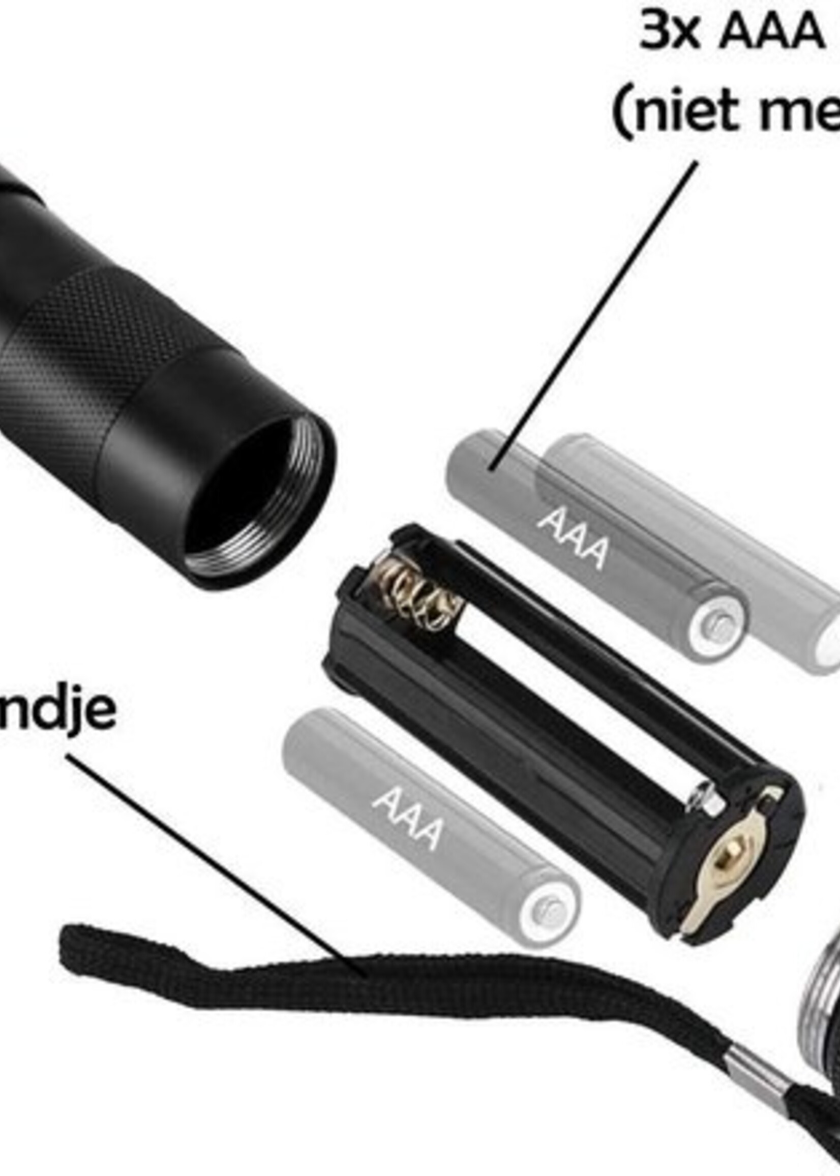 LUQ UV Zaklamp Urine Detector Ultraviolet Lampje UV Lamp Led Blacklight Aluminium - Zwart